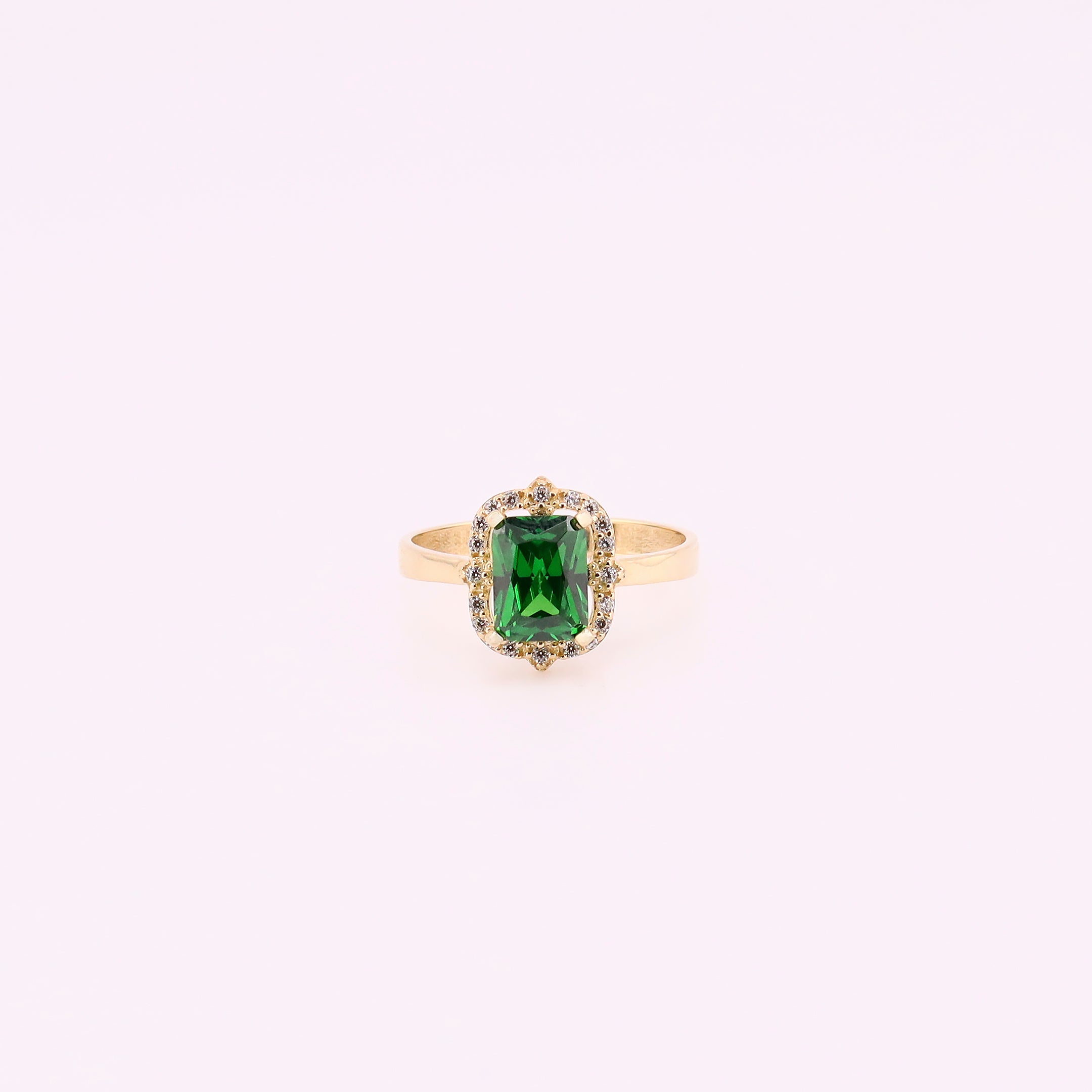 Anillo con Piedra Verde en Oro de 14K