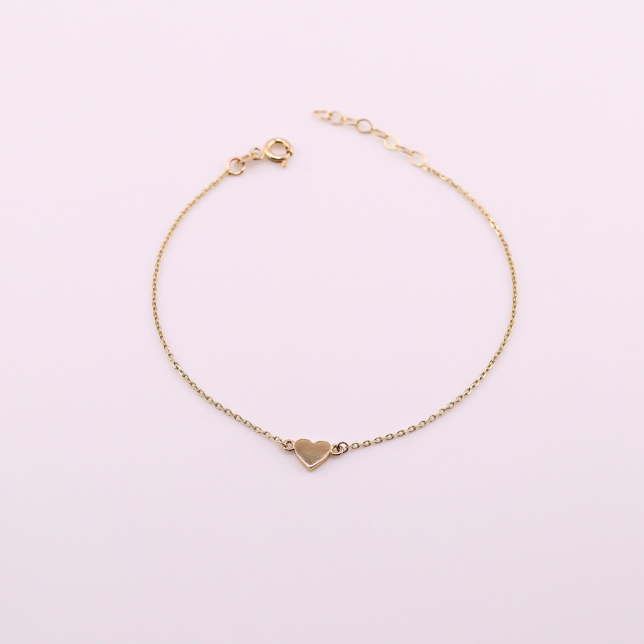 Pulsera Corazón Liso en Oro de 14K