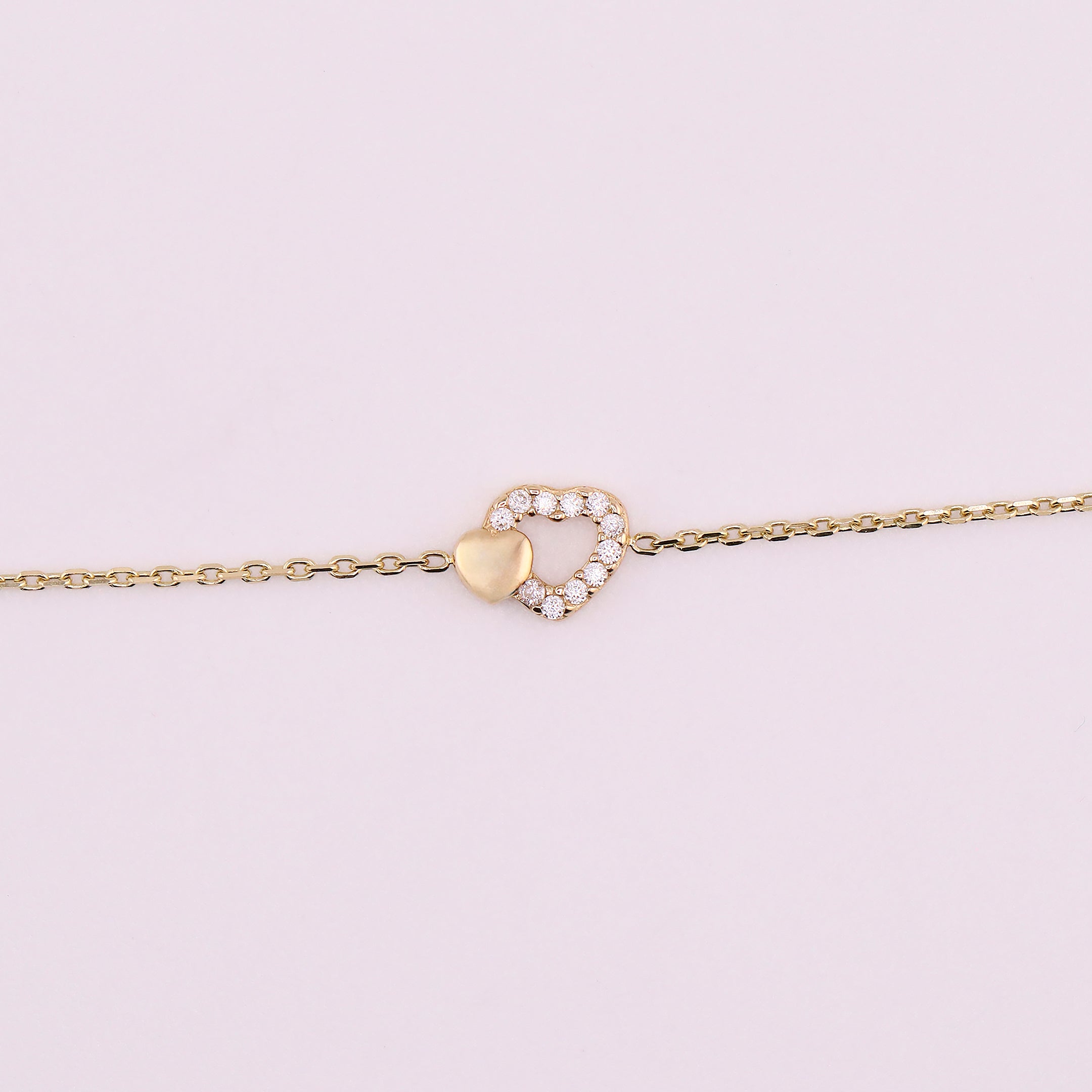 Pulsera Doble Corazón en Oro de 14K