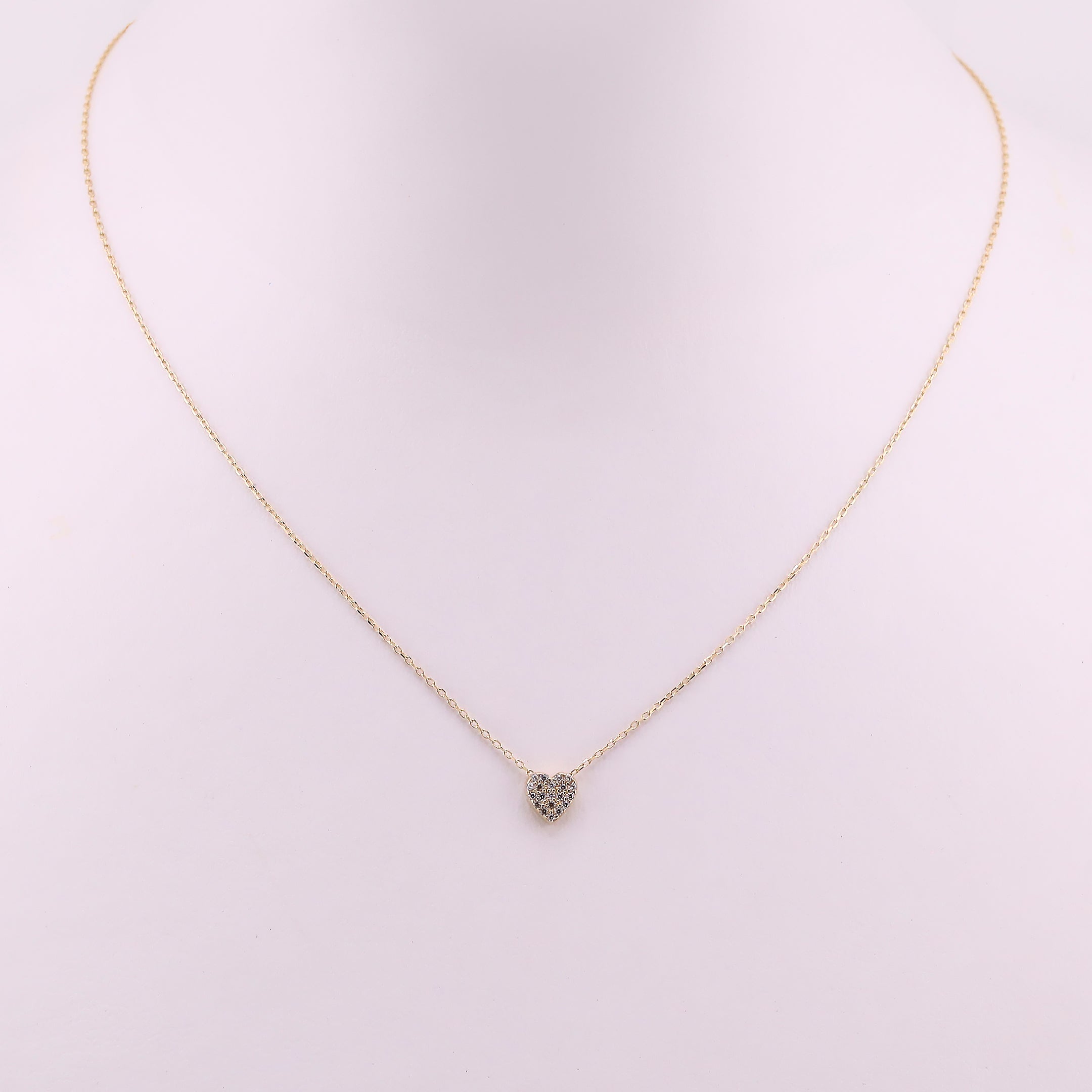 Gargantilla Dije Corazón con Zirconias Blancas en Oro de 14K