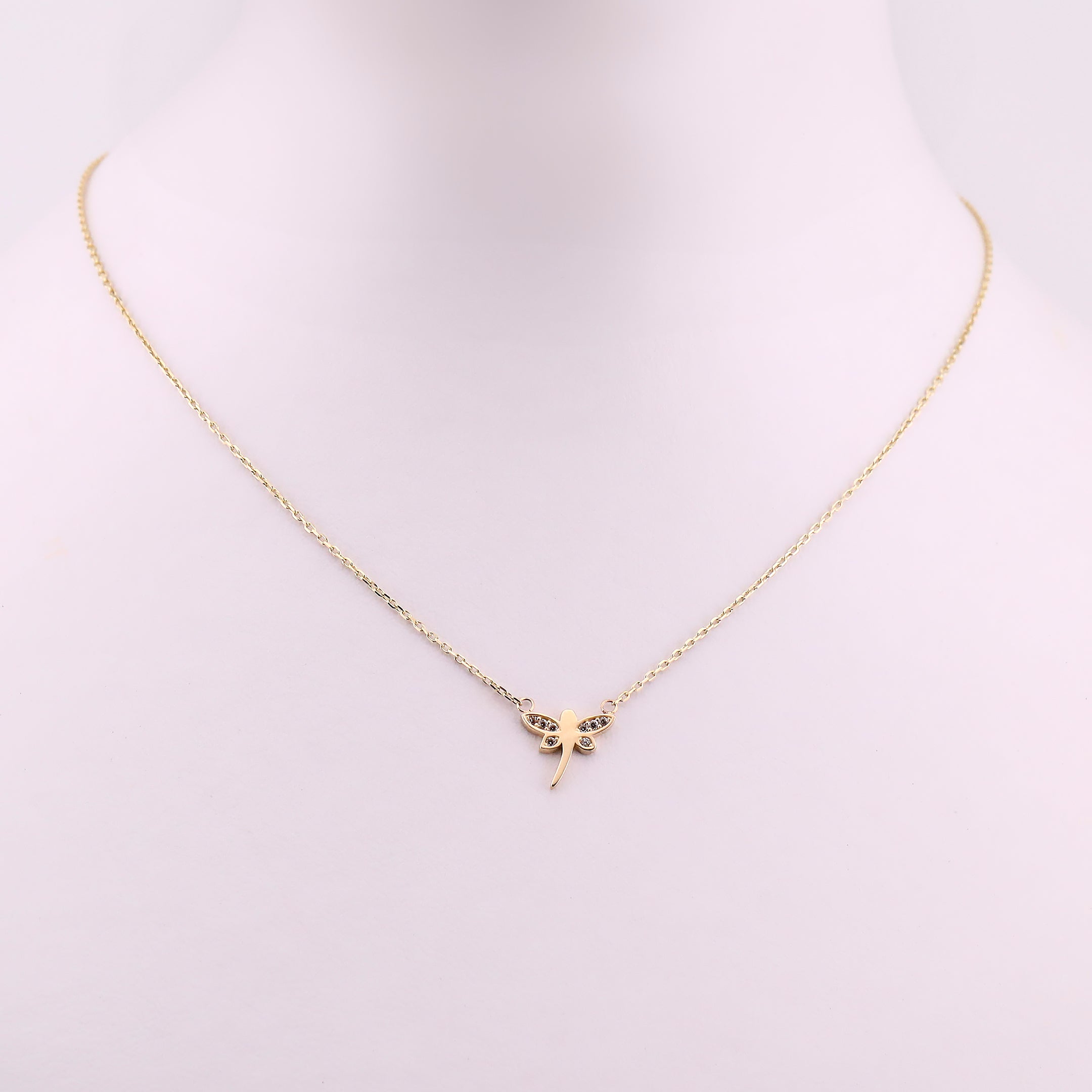 Gargantilla Dije Libélula en Oro de 14K