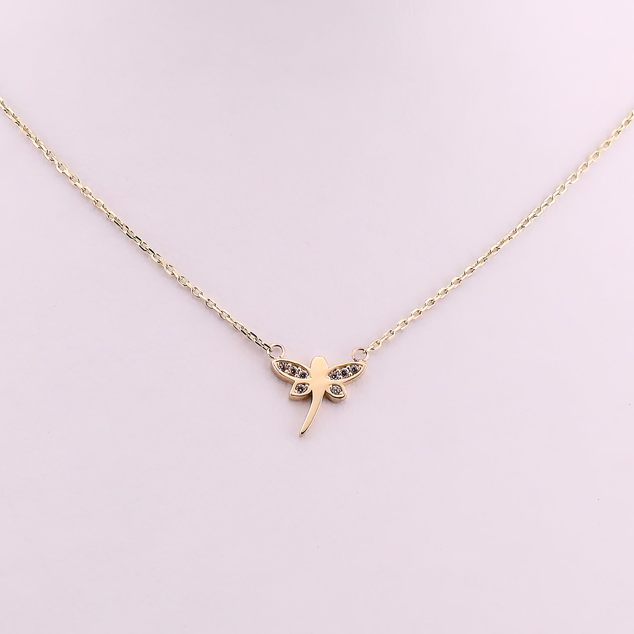 Gargantilla Dije Libélula en Oro de 14K