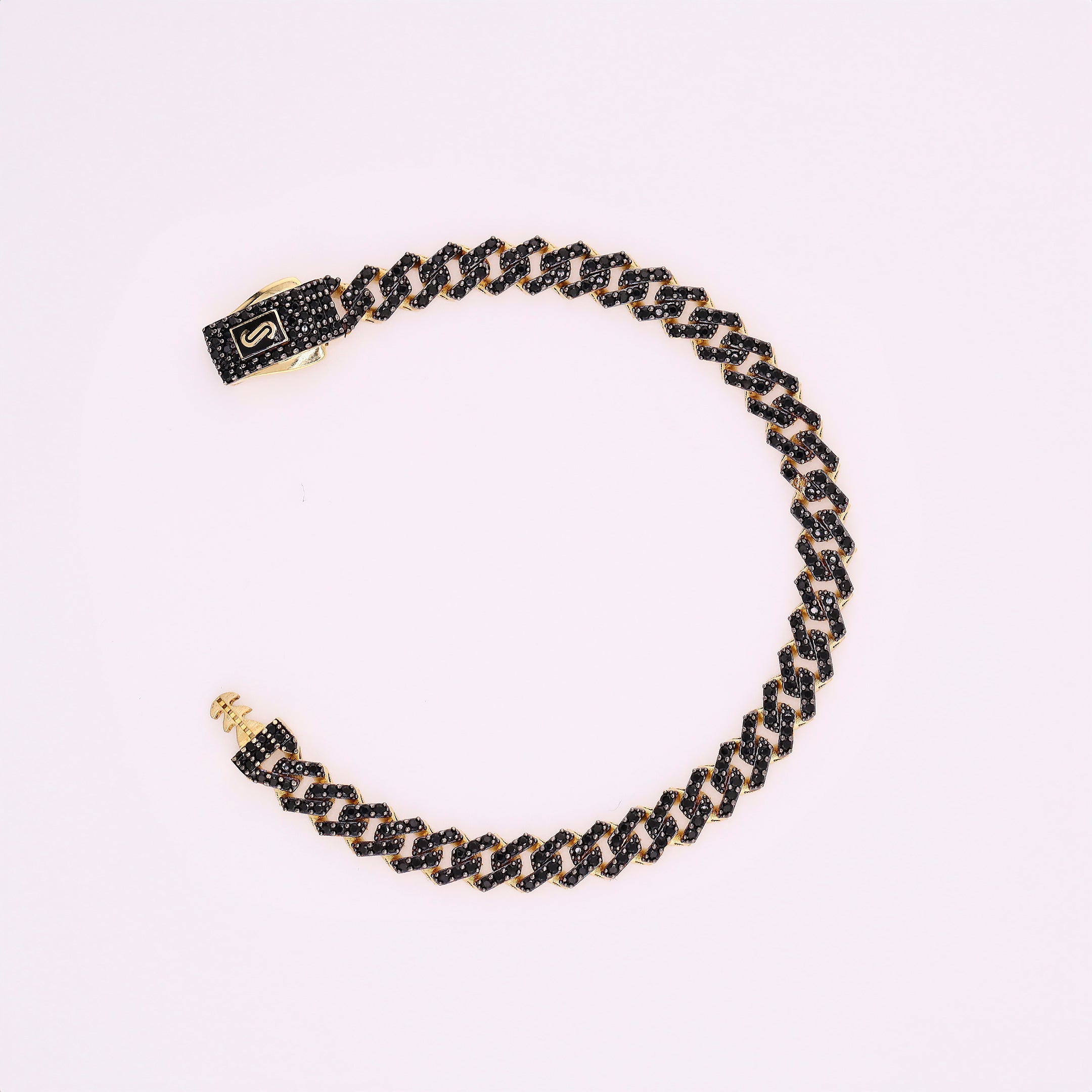 Pulso Monaco Chain Negro en Oro de 14K