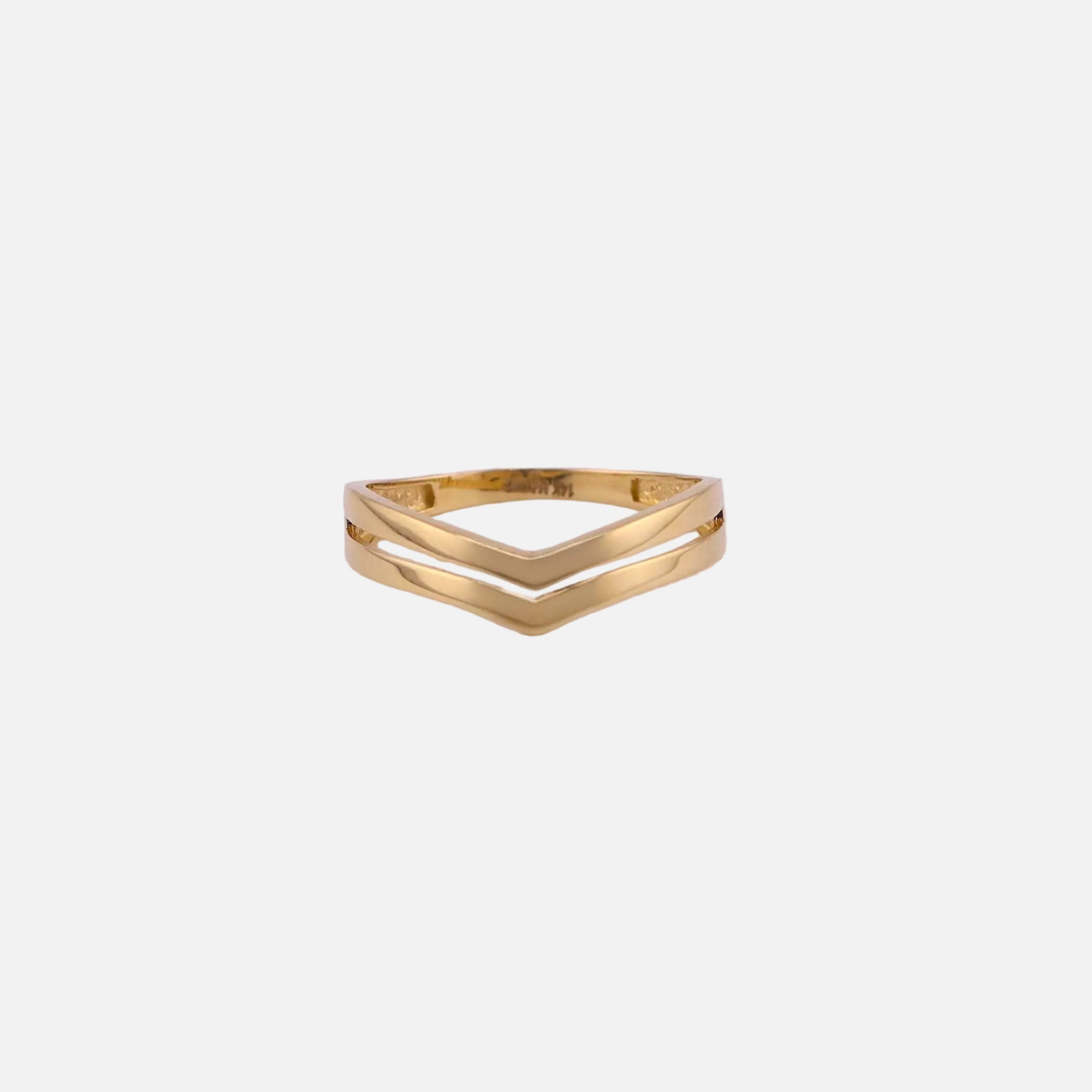 Anillo V en Oro de 14K