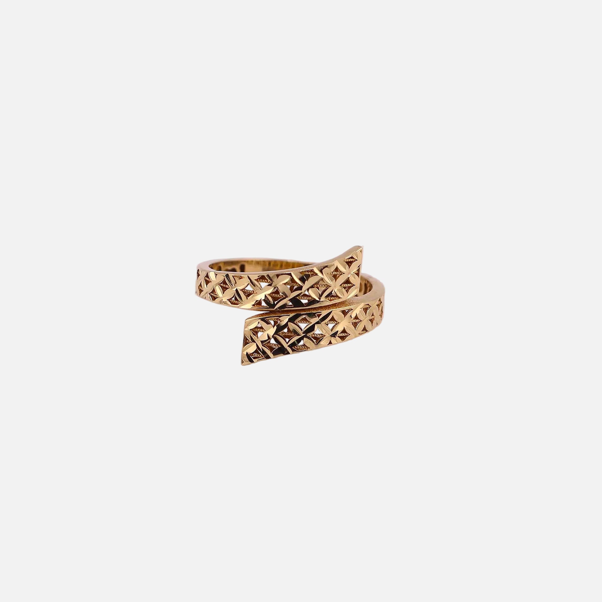 Anillo Doble Facetado en Oro de 14K