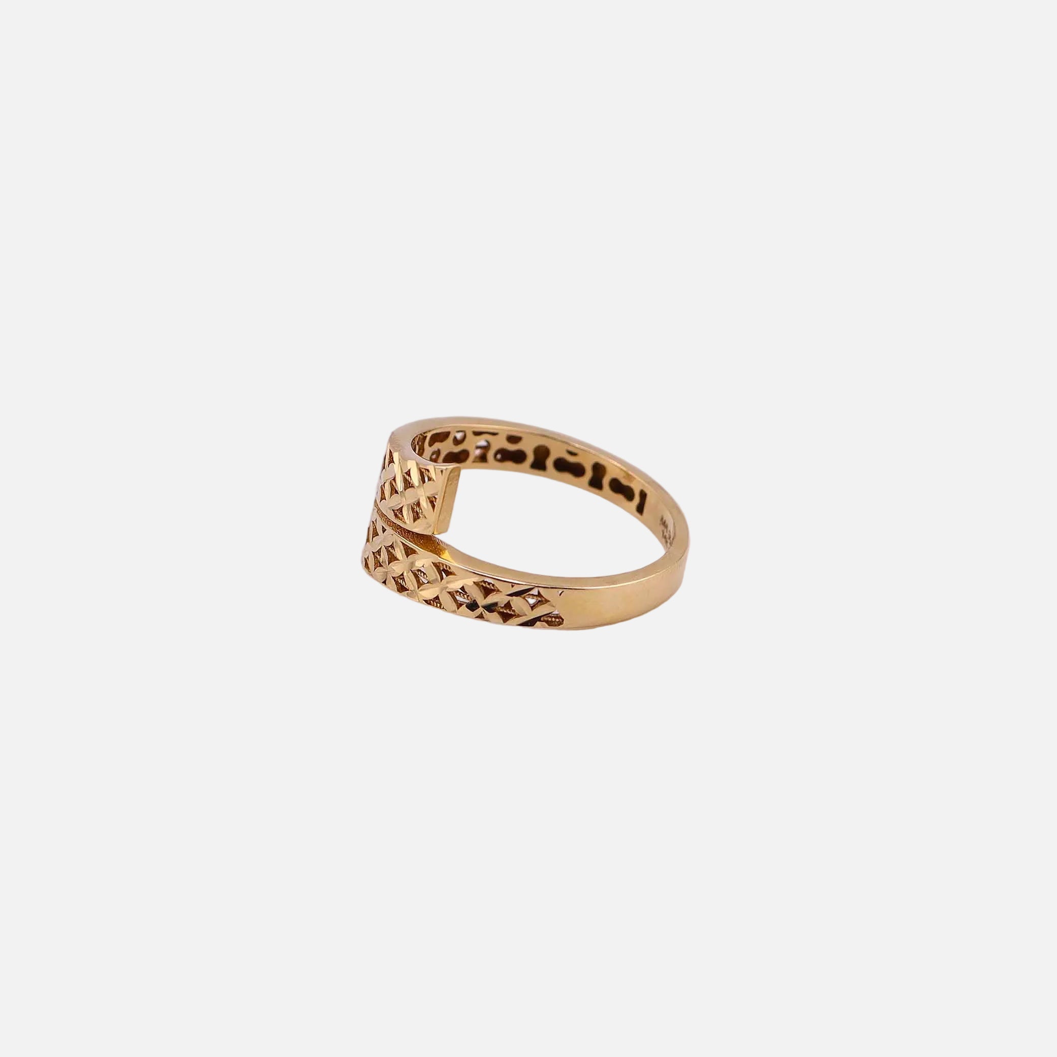 Anillo Doble Facetado en Oro de 14K