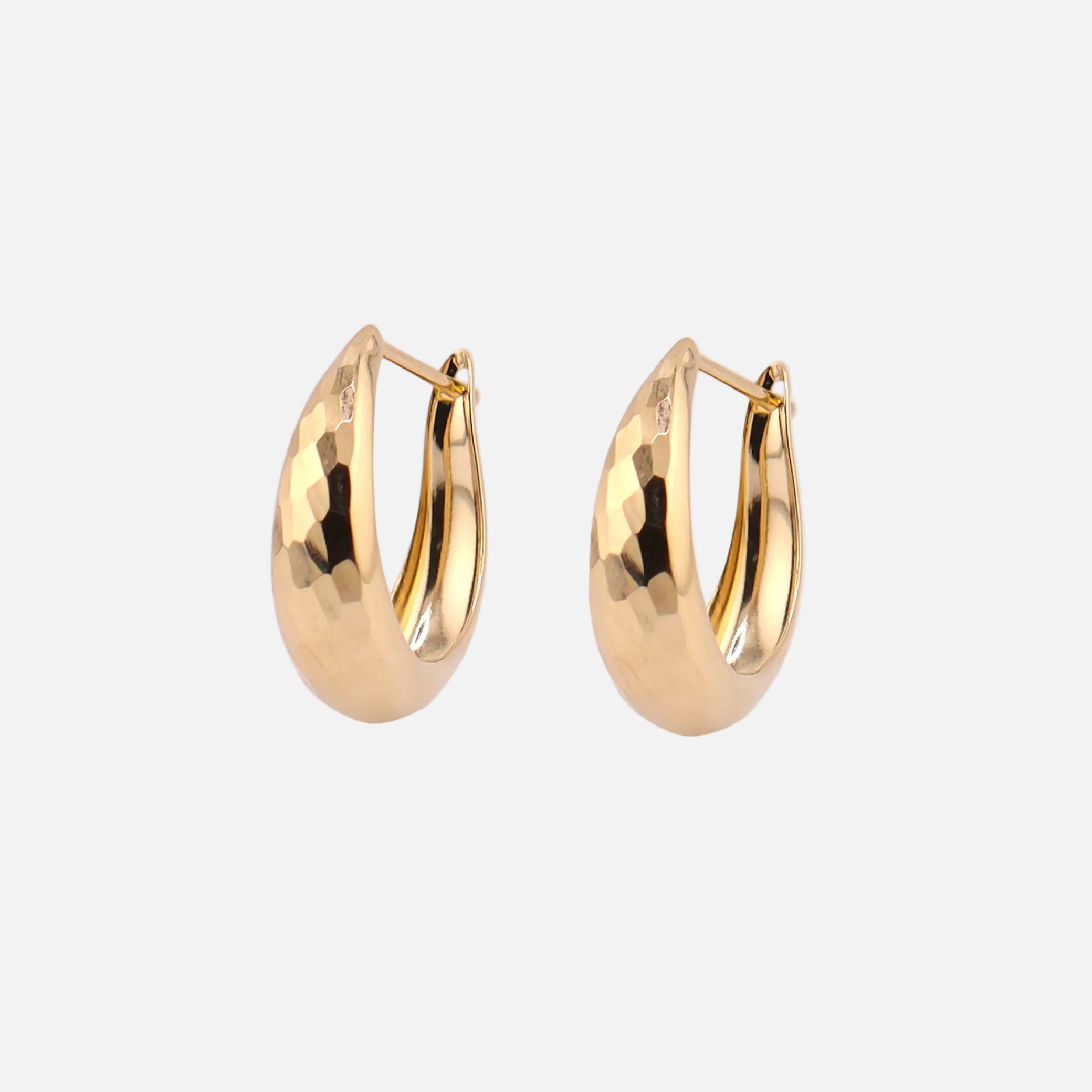 Arracadas Canasta Facetadas en Oro de 14K