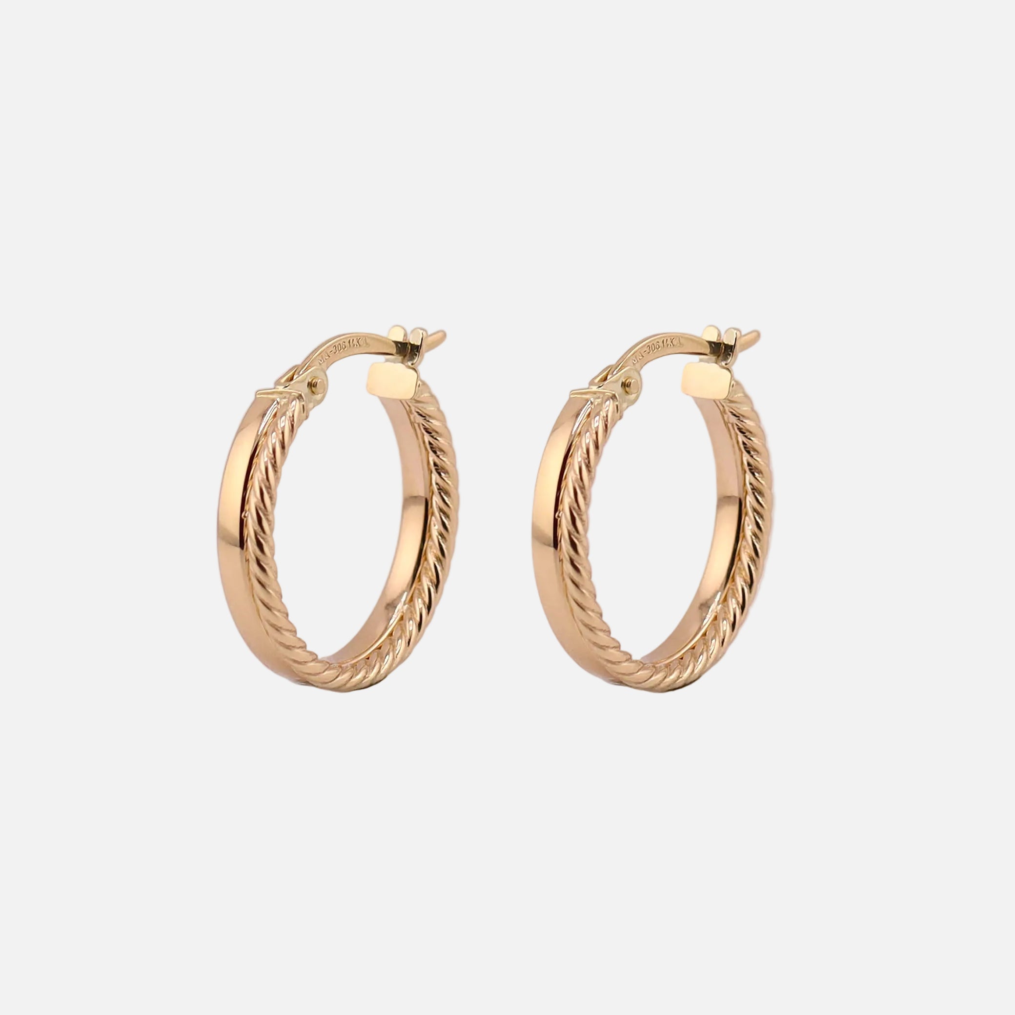 Arracadas Doble Relimadas en Oro de 14K