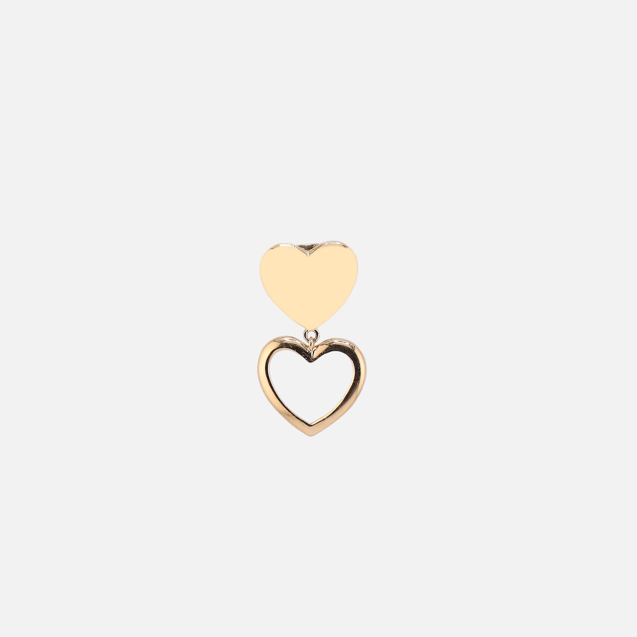 Aretes Doble Corazón Colgante en Oro de 10K