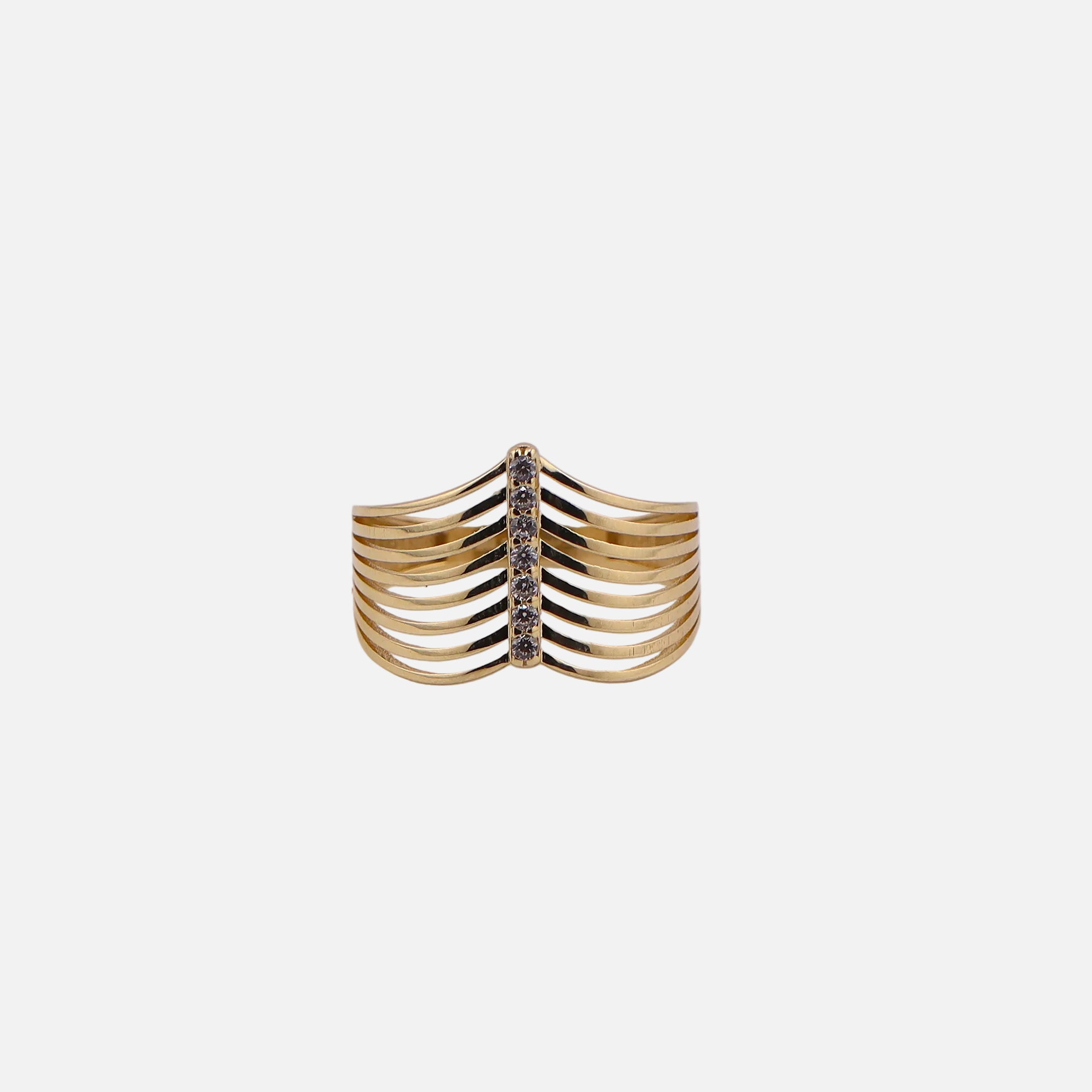Anillo Semanario con Piedras Blancas en Oro de 10K