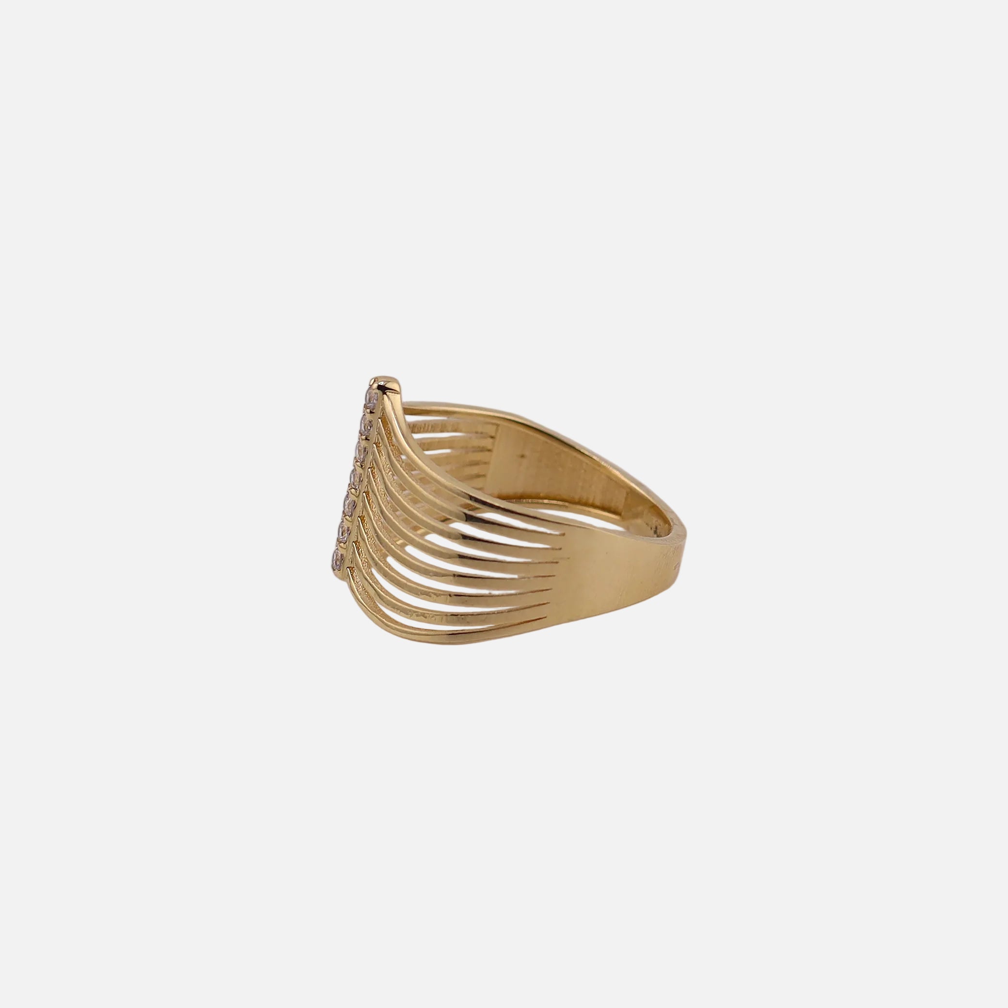 Anillo Semanario con Piedras Blancas en Oro de 10K