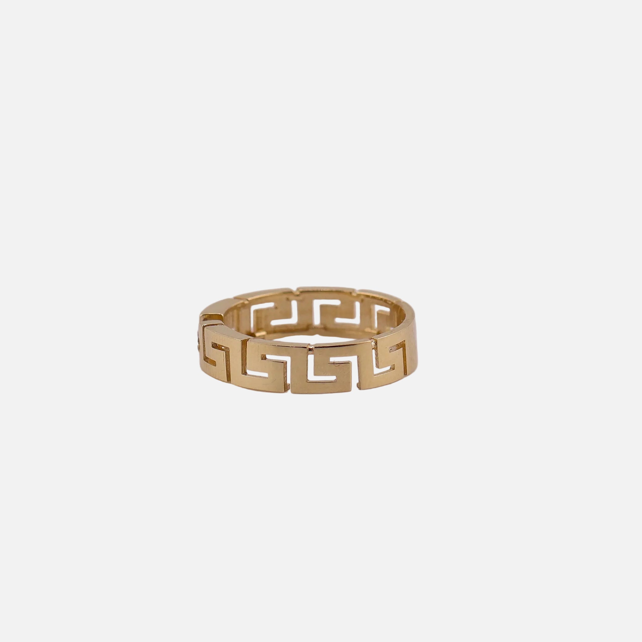 Anillo Griego con Piedra Blanca en Oro de 10K