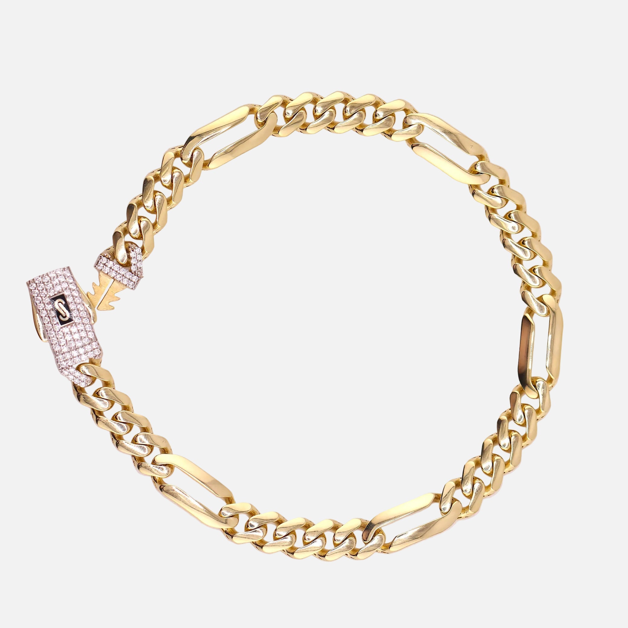 Pulso Monaco Chain C/Piedras Blancas en Oro de 10K