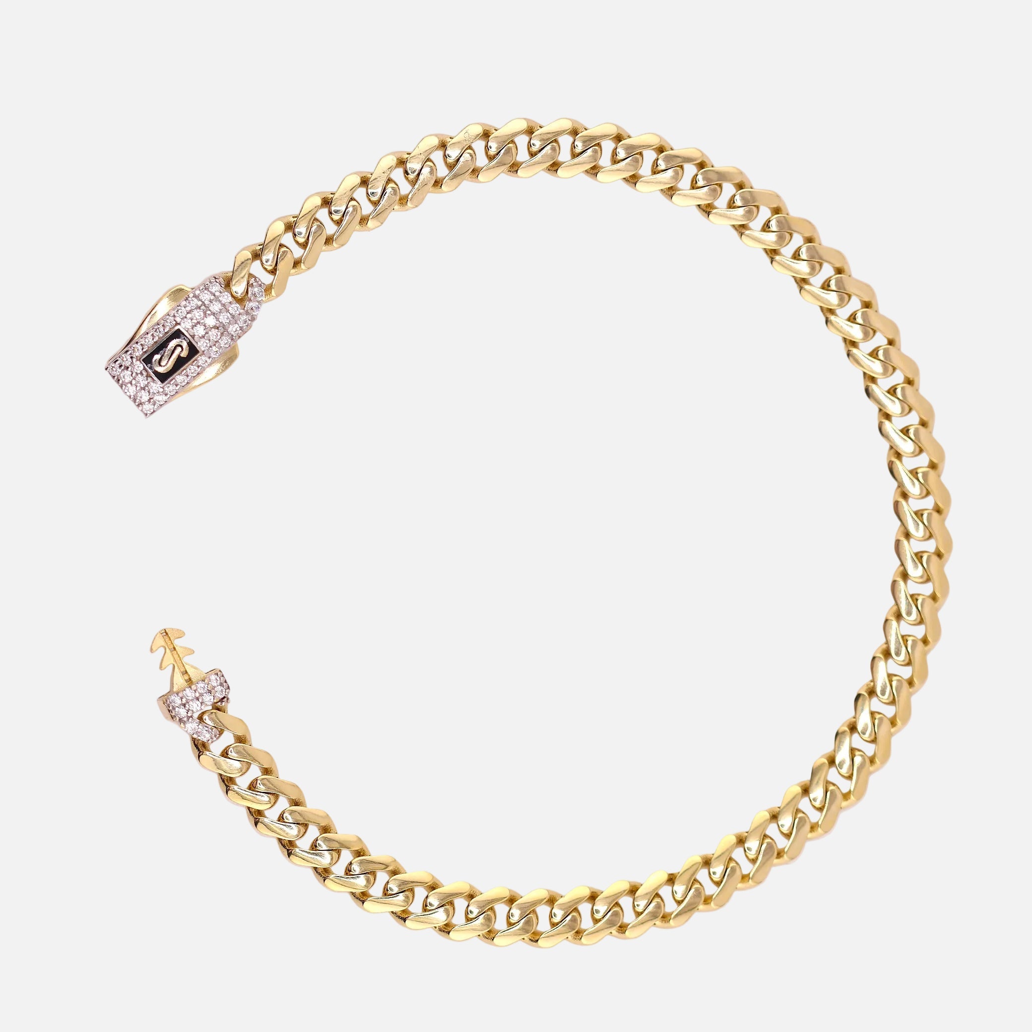 Pulso Monaco Chain C/Piedras Blancas en Oro de 10K