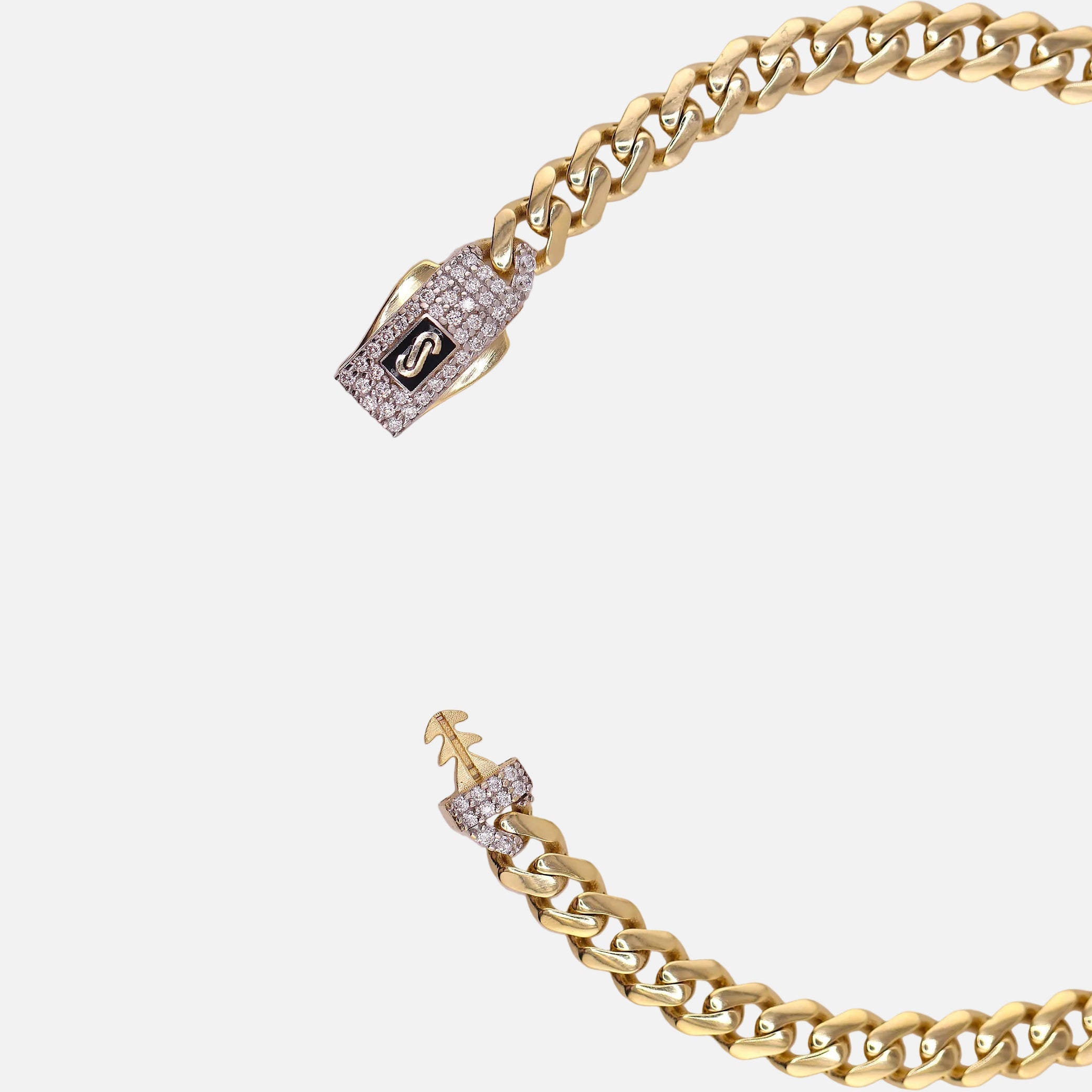 Pulso Monaco Chain C/Piedras Blancas en Oro de 10K