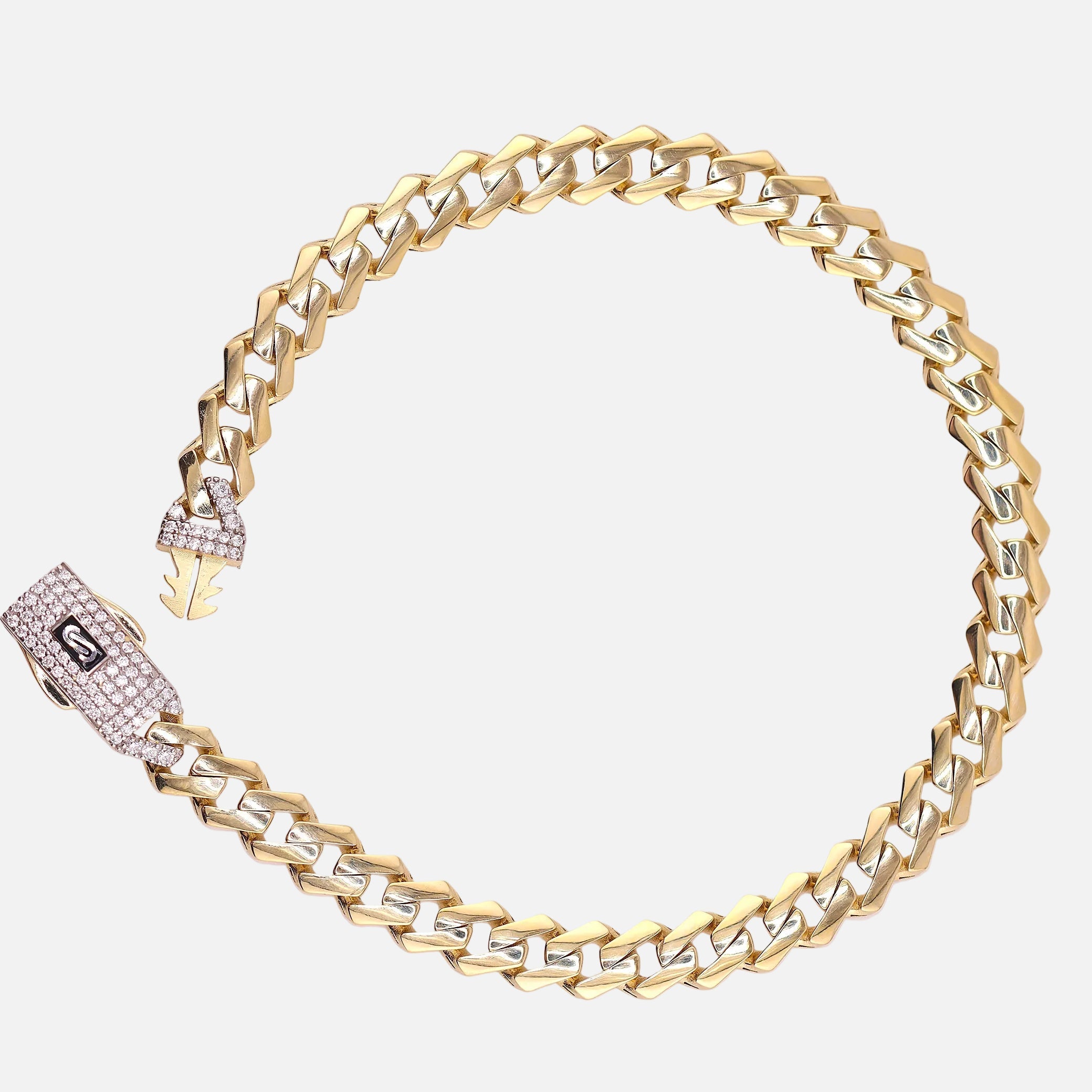 Pulso Monaco Chain C/Piedras Blancas en Oro de 10K