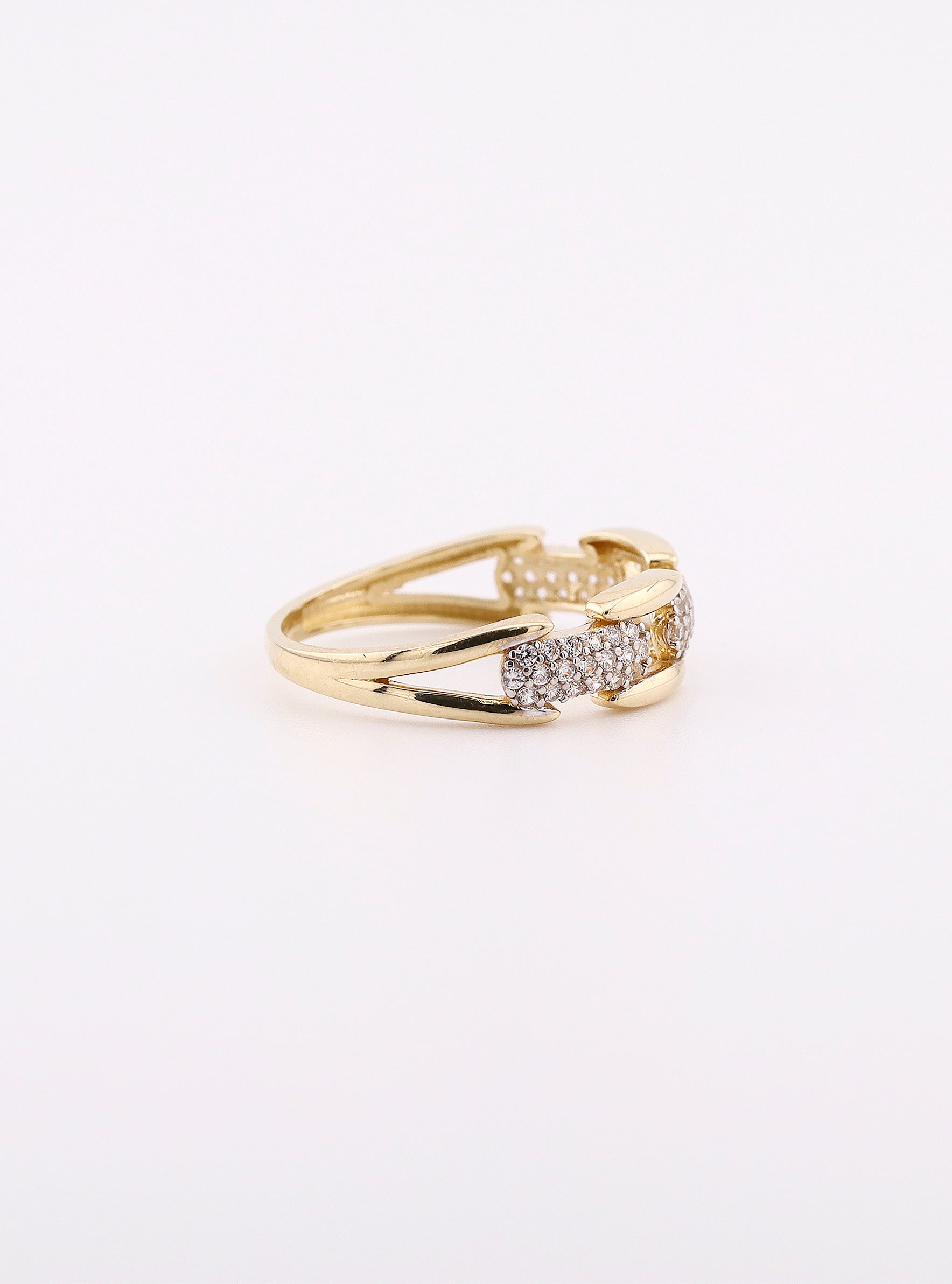 Anillo de Oro Eslabones con Piedras de 14K