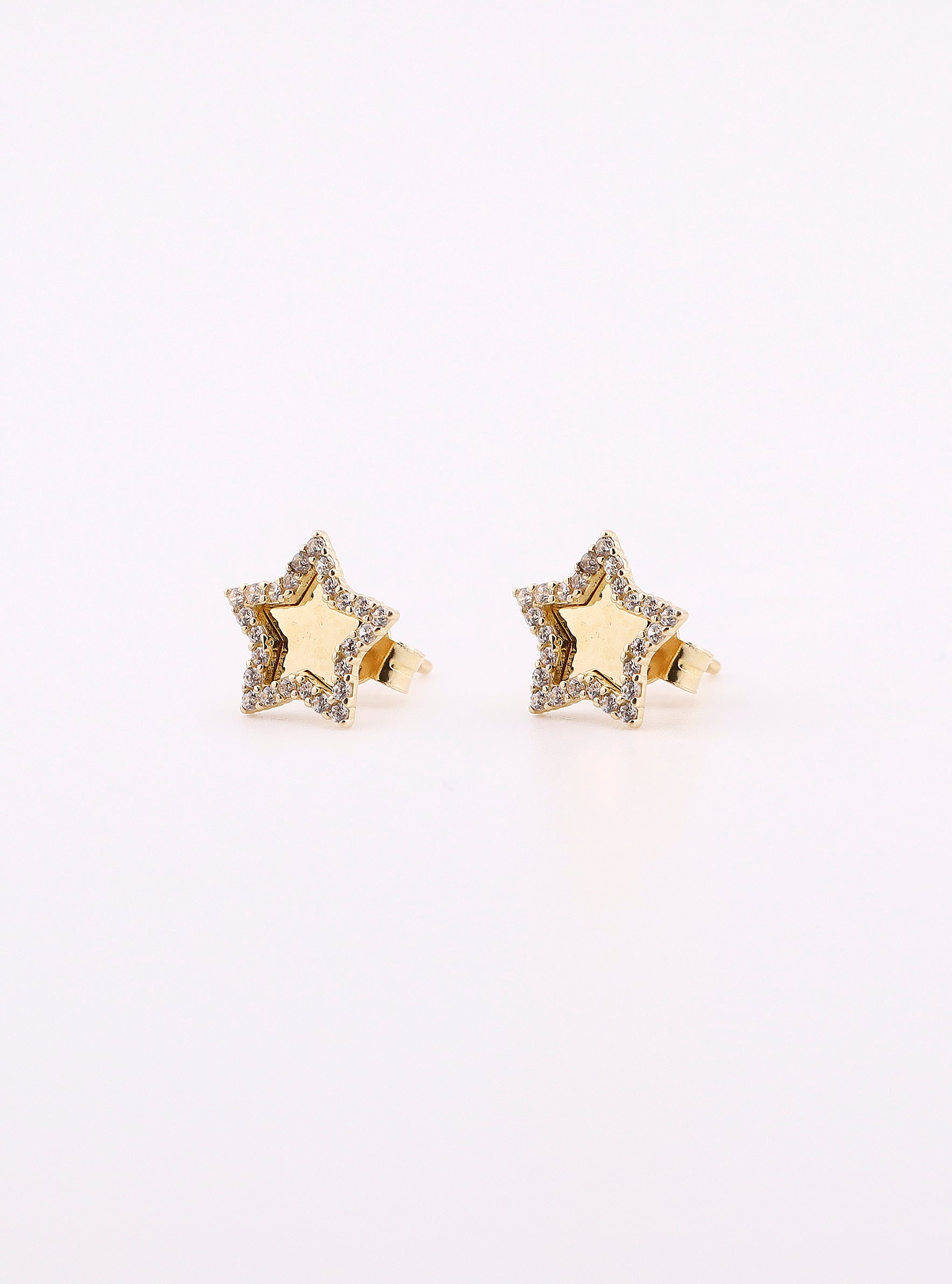 Aretes de Oro Estrella con Piedras de 14K