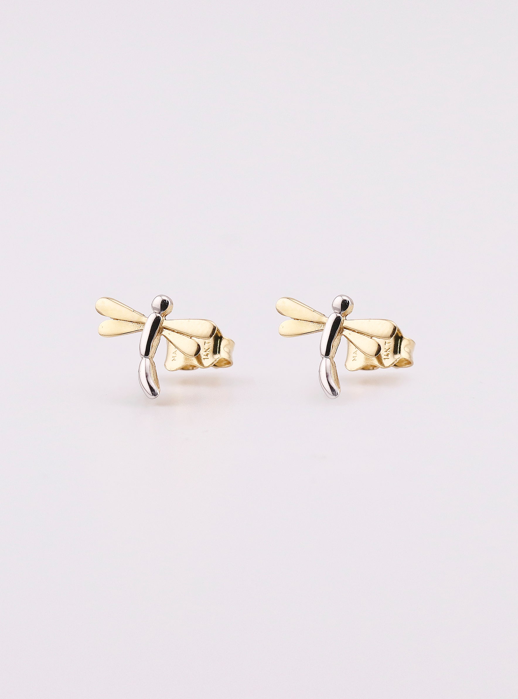 Aretes de Oro Libélula en Tonos de 14K