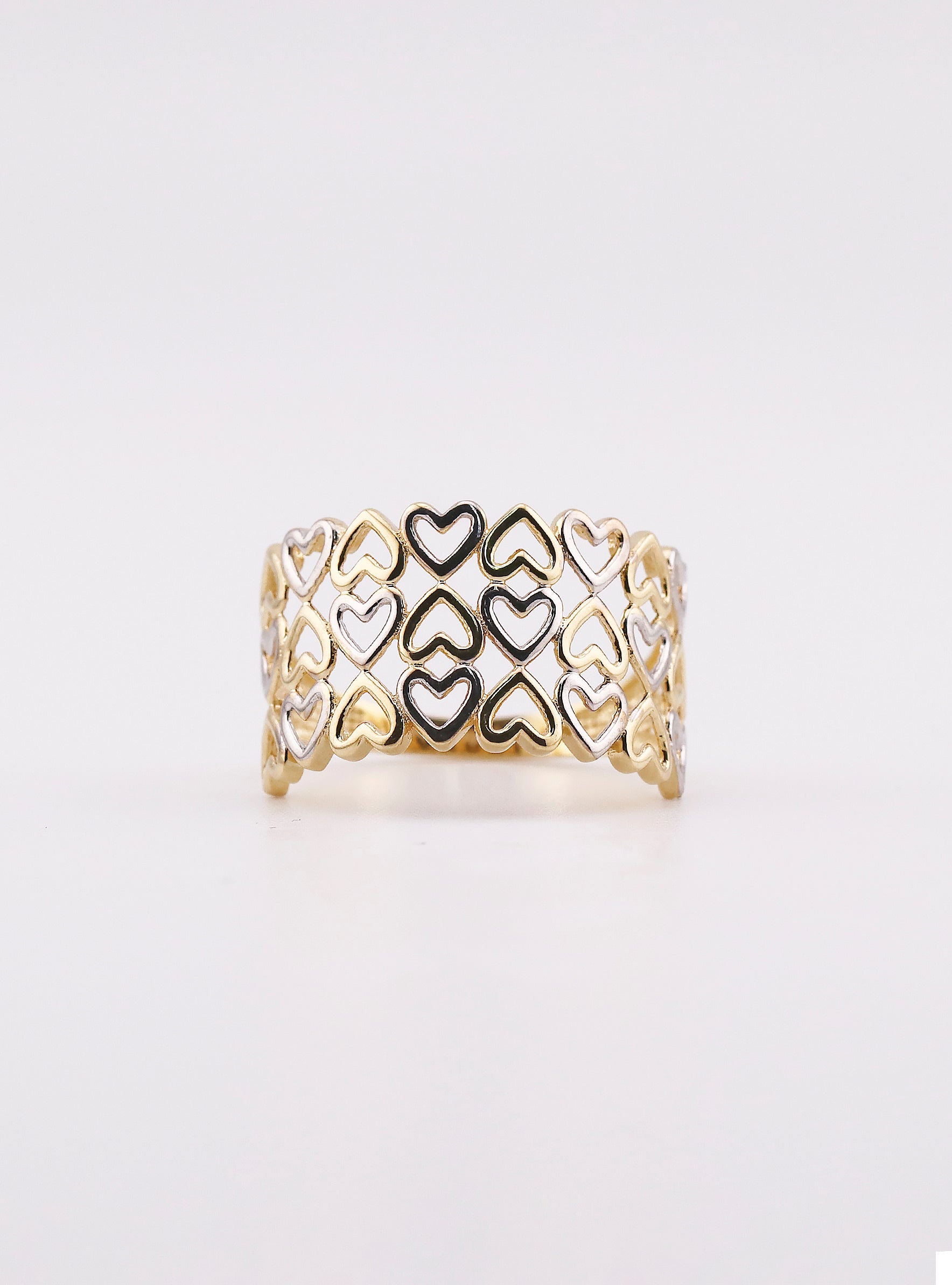 Anillo de Oro Corazones Lisos de 14K