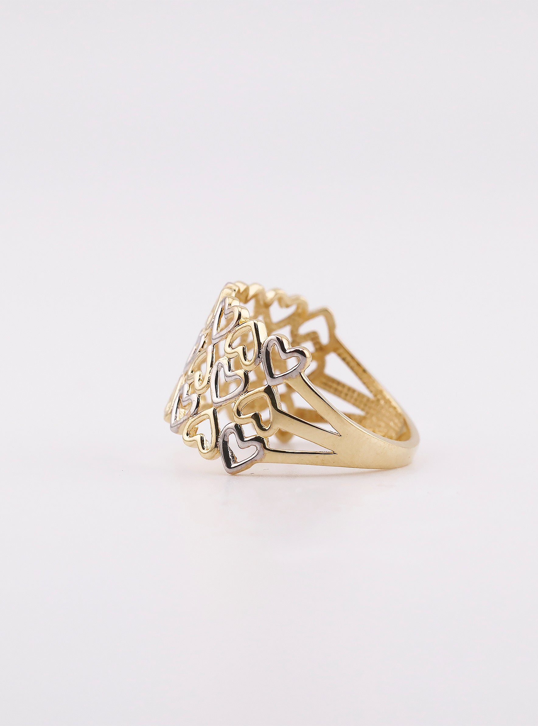 Anillo de Oro Corazones Lisos de 14K