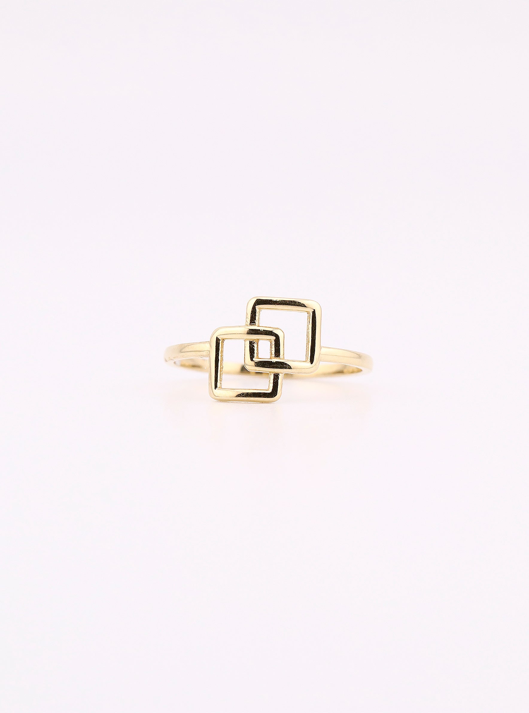 Anillo de Oro Doble Cuadro de 14K