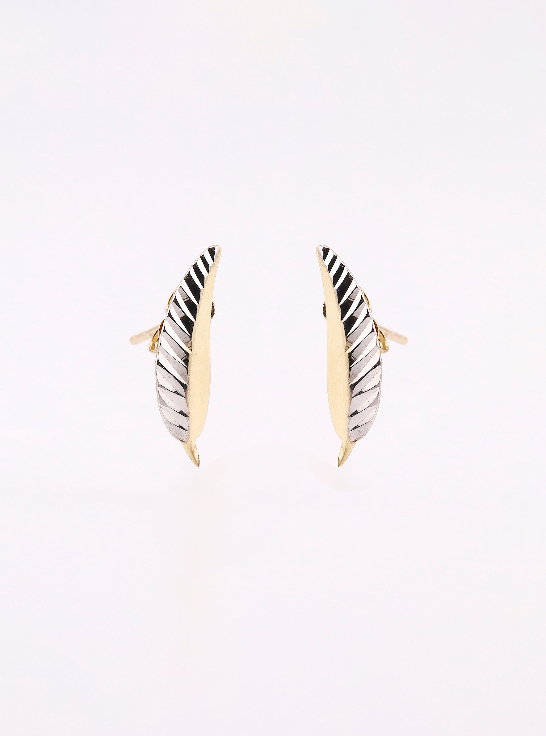 Aretes de Oro Hoja Relimada de 14K