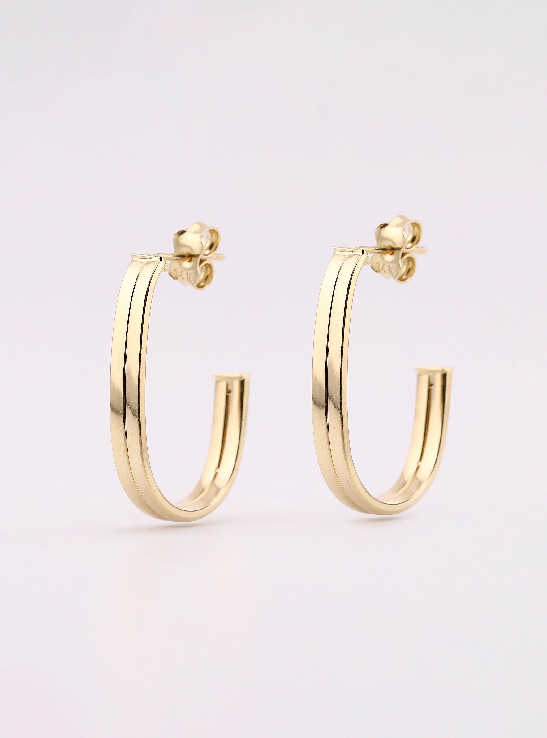 Aretes de Oro Doble Gancho de 14K