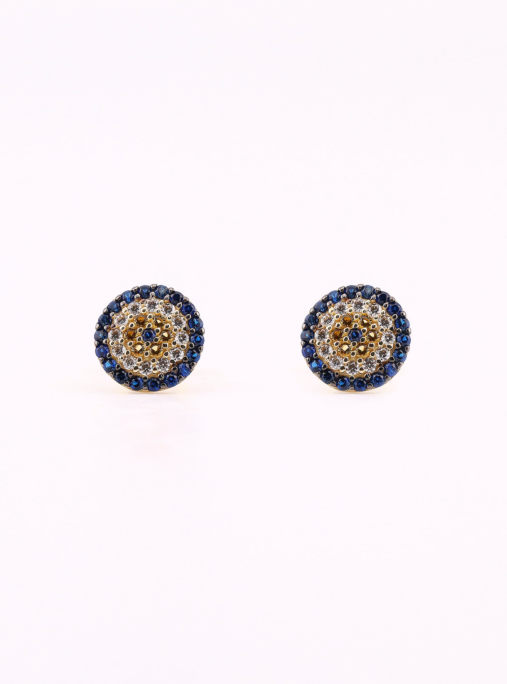 Aretes de Oro con Piedra Azul y Amarilla de 14K