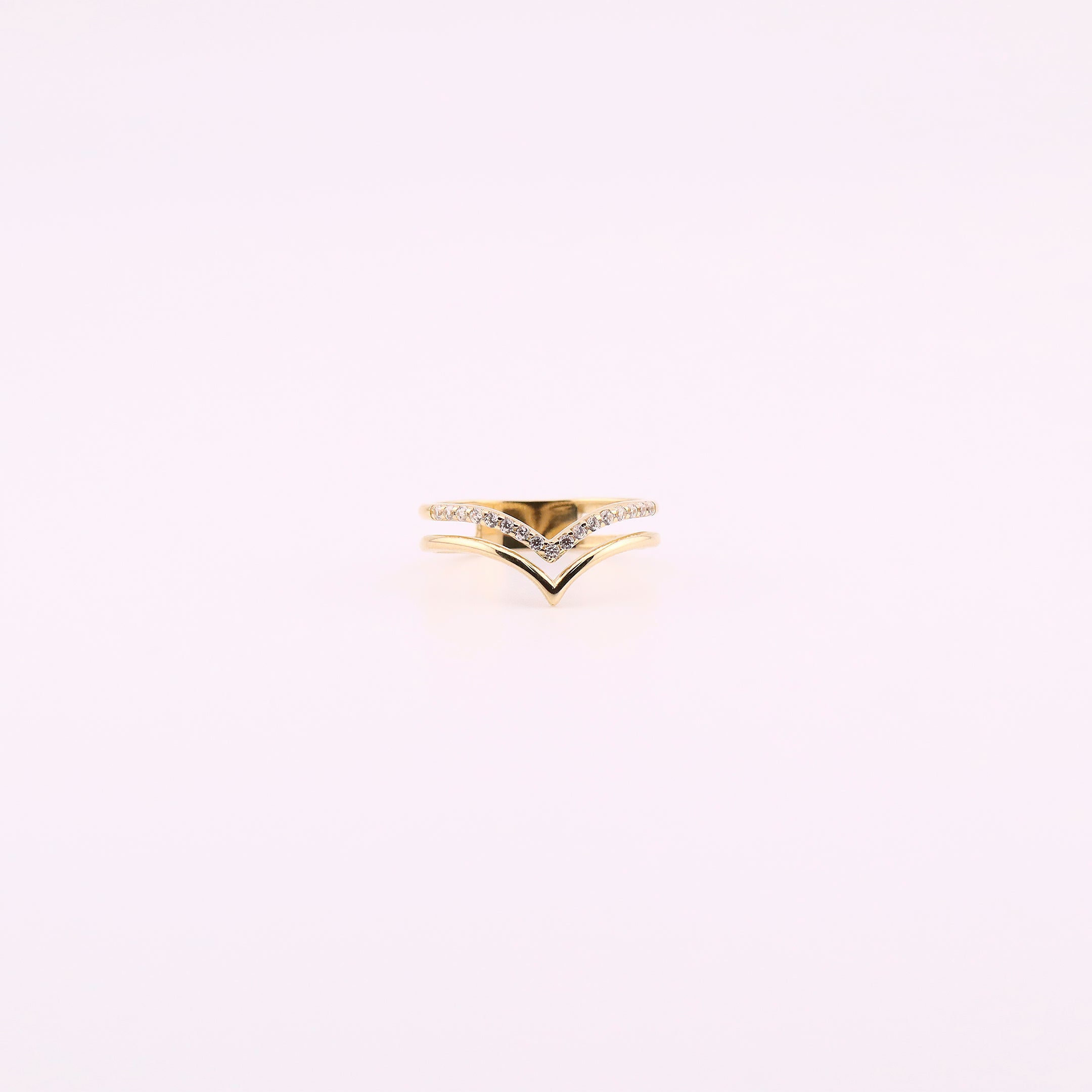 Anillo V Brillante en Oro de 14K