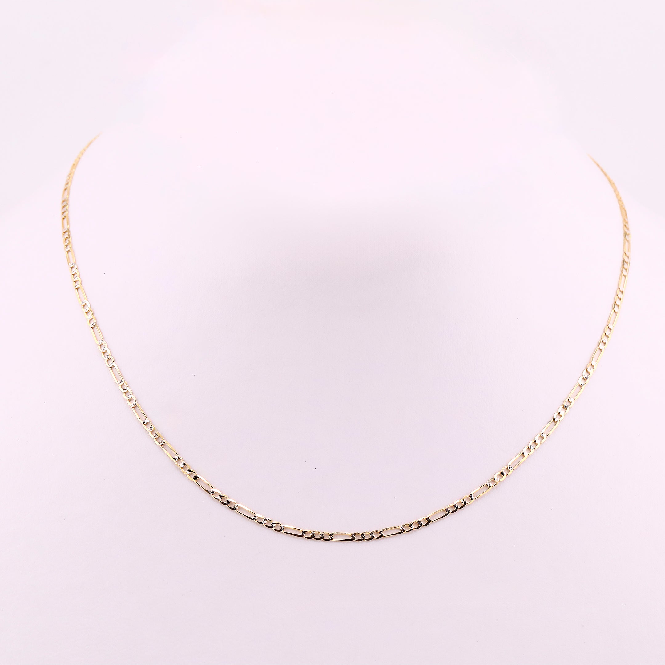 Cadena Eslabón Combinado Diamantada en Oro de 14K