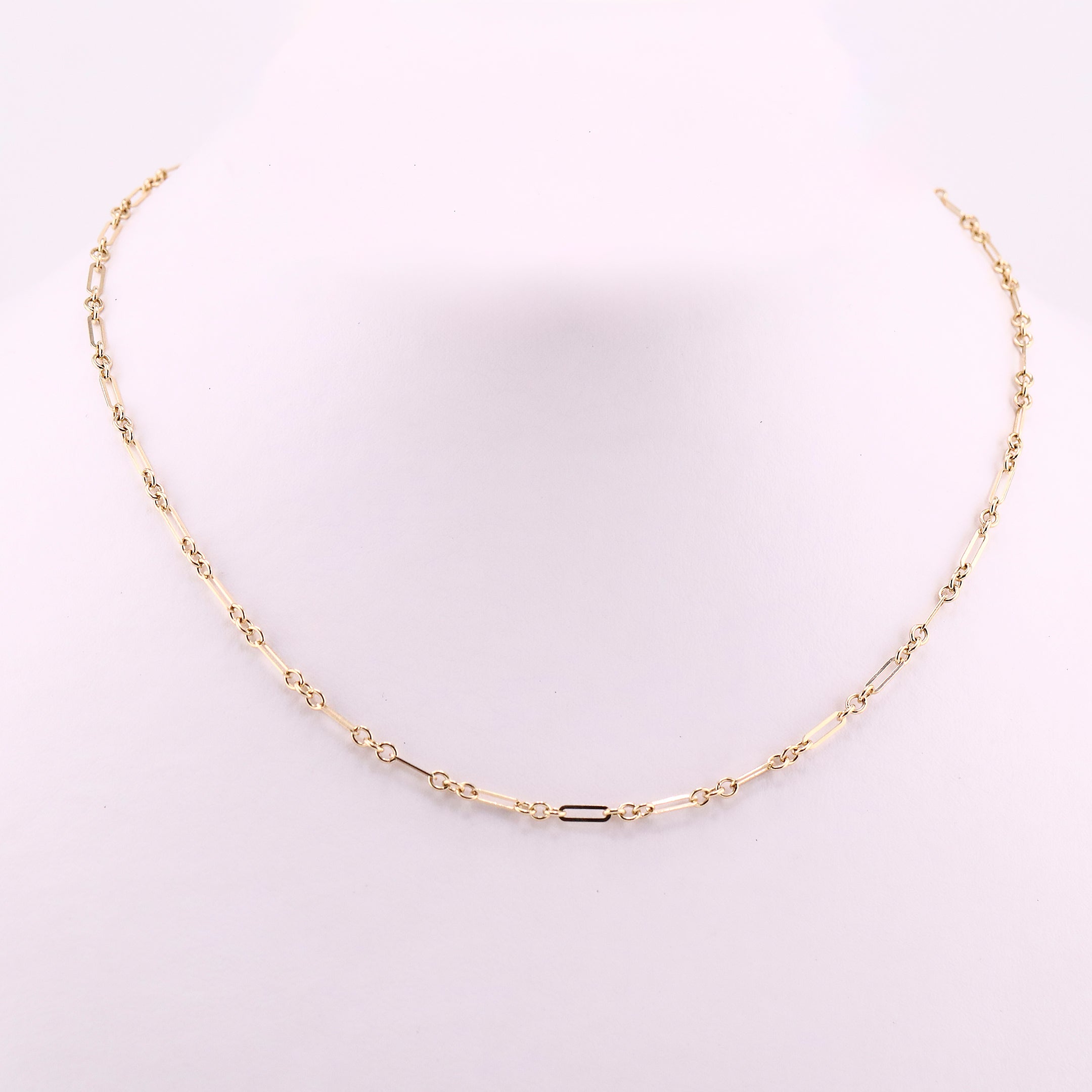 Cadena Eslabón Mixto en Oro de 14K
