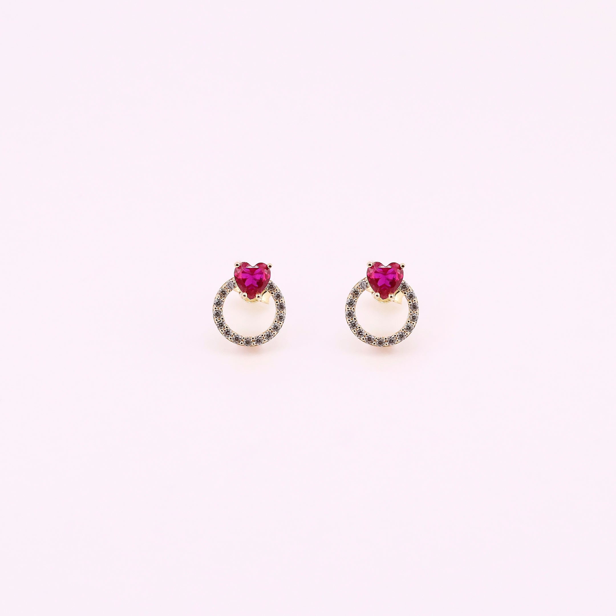 Aretes de Oro con Piedra Blanca/Rojas de 10K