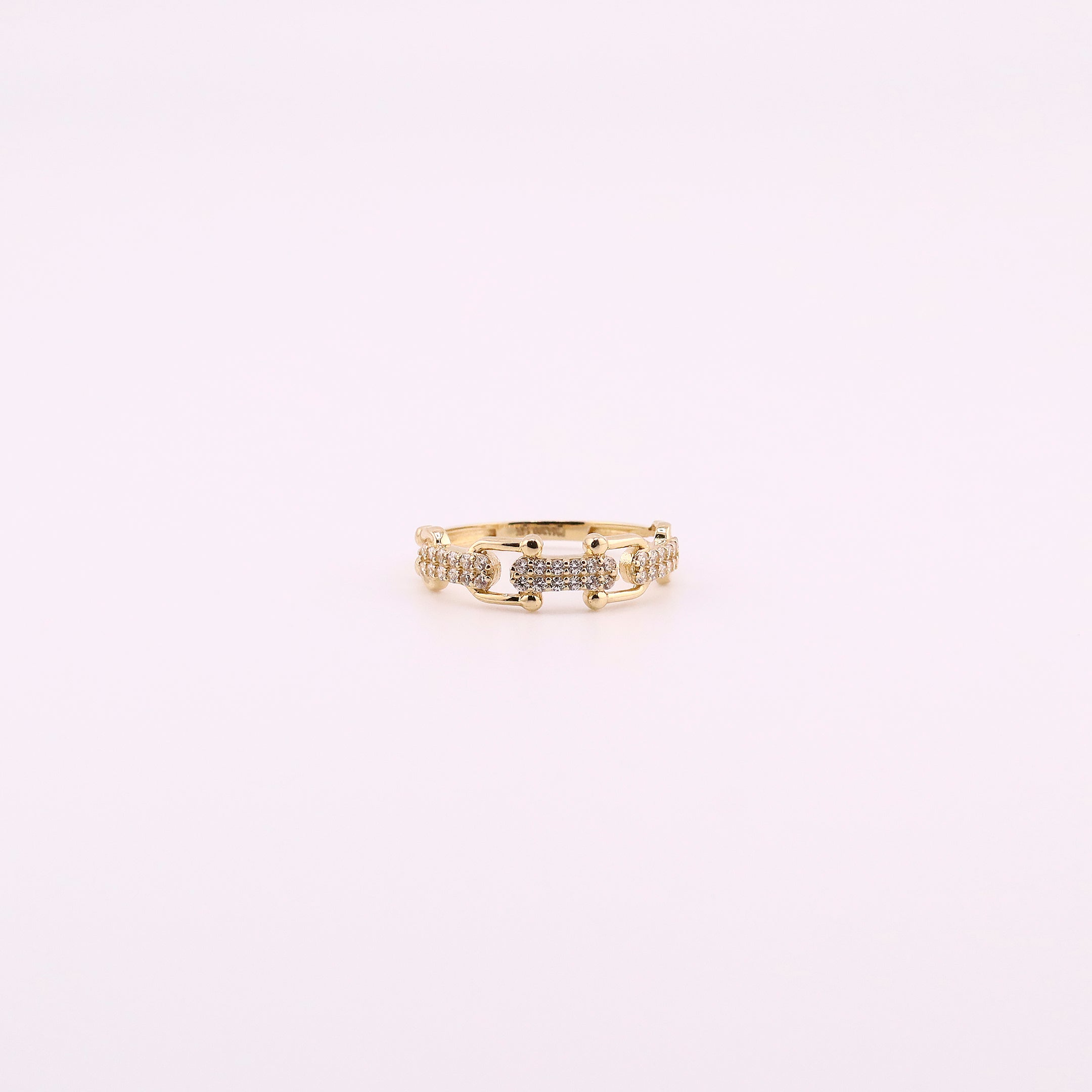 Anillo Enlazado Piedras en Oro de 14K