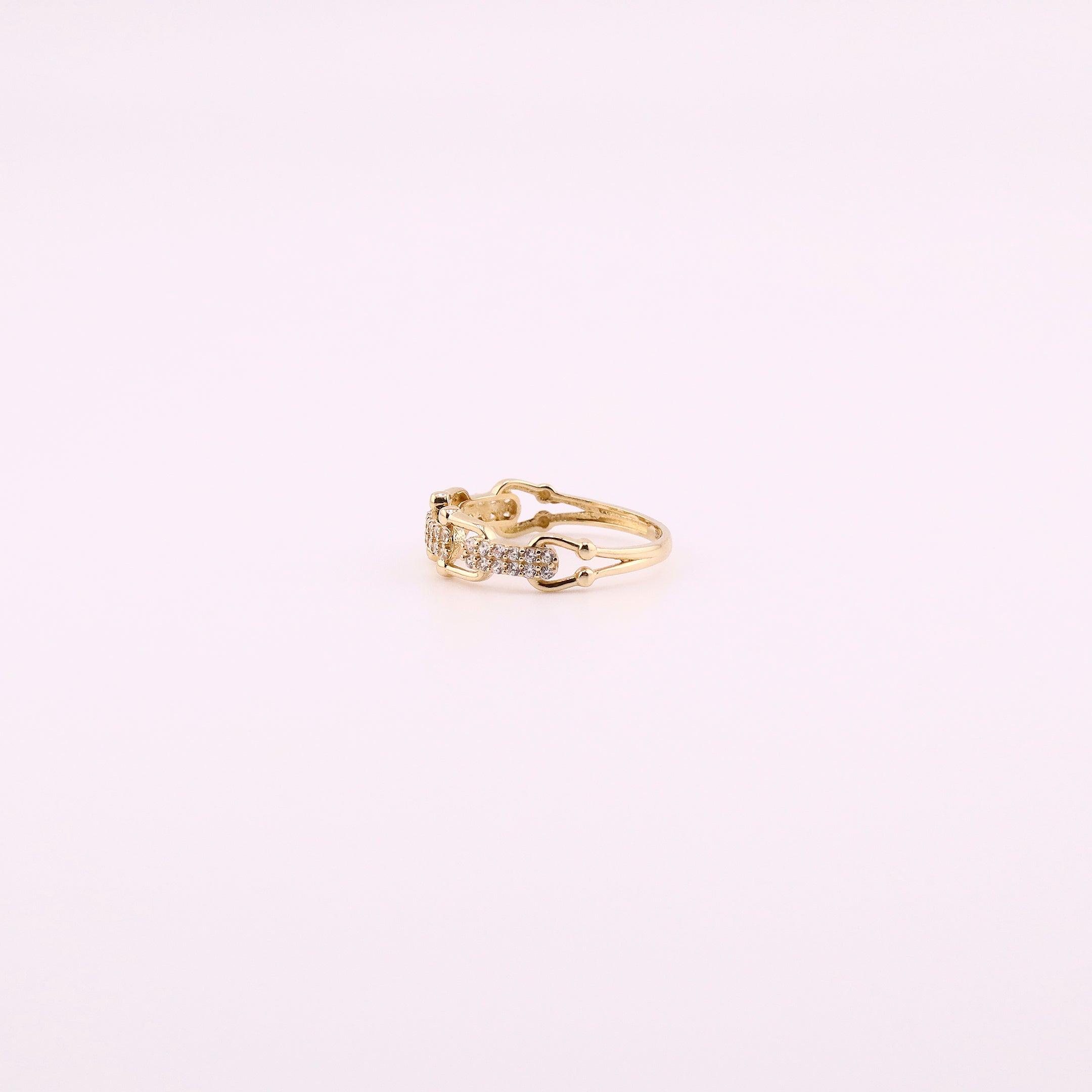 Anillo Enlazado Piedras en Oro de 14K