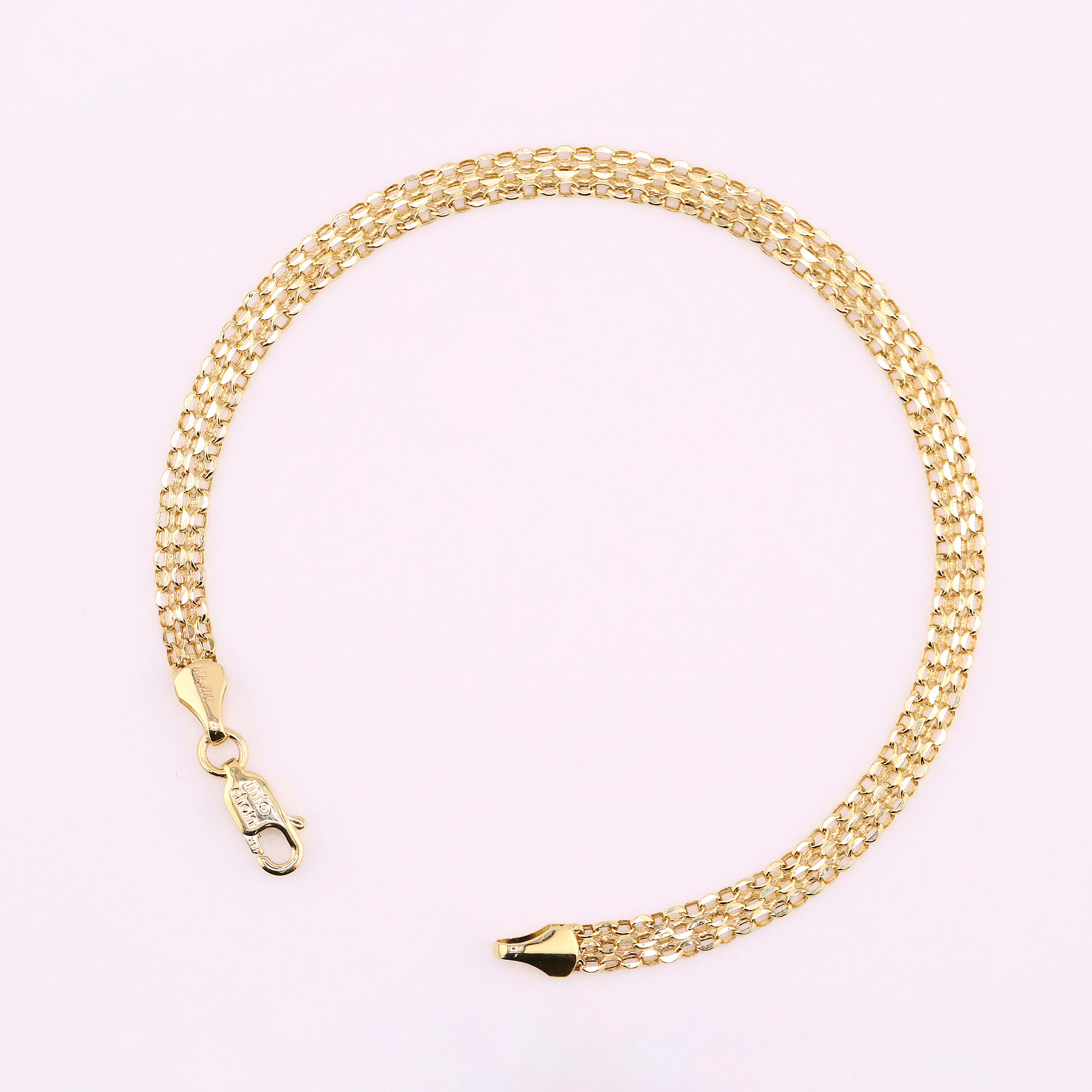 Pulso Triple Tejido en Oro de 14K