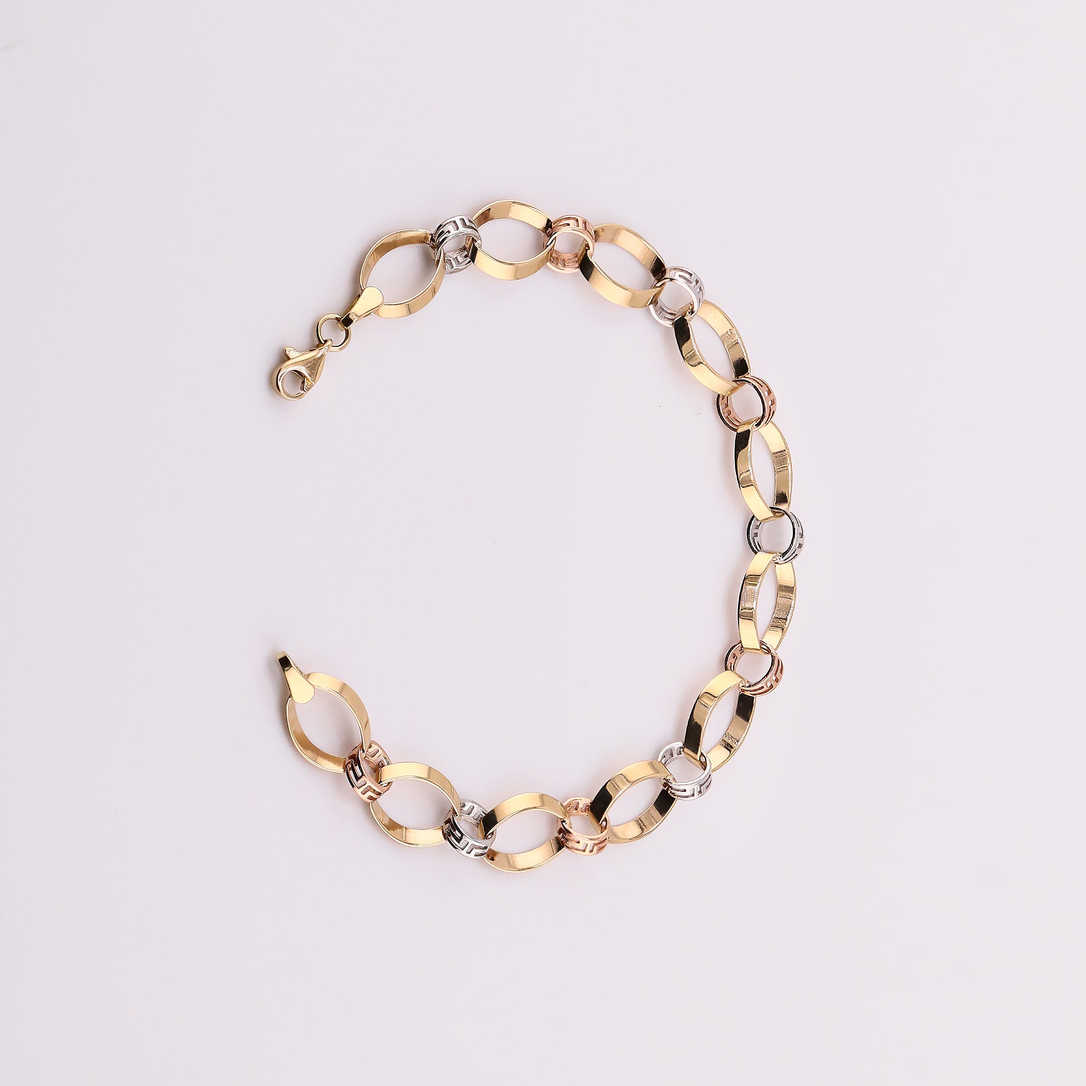 Pulseras Óvalos Tonos en Oro de 14K