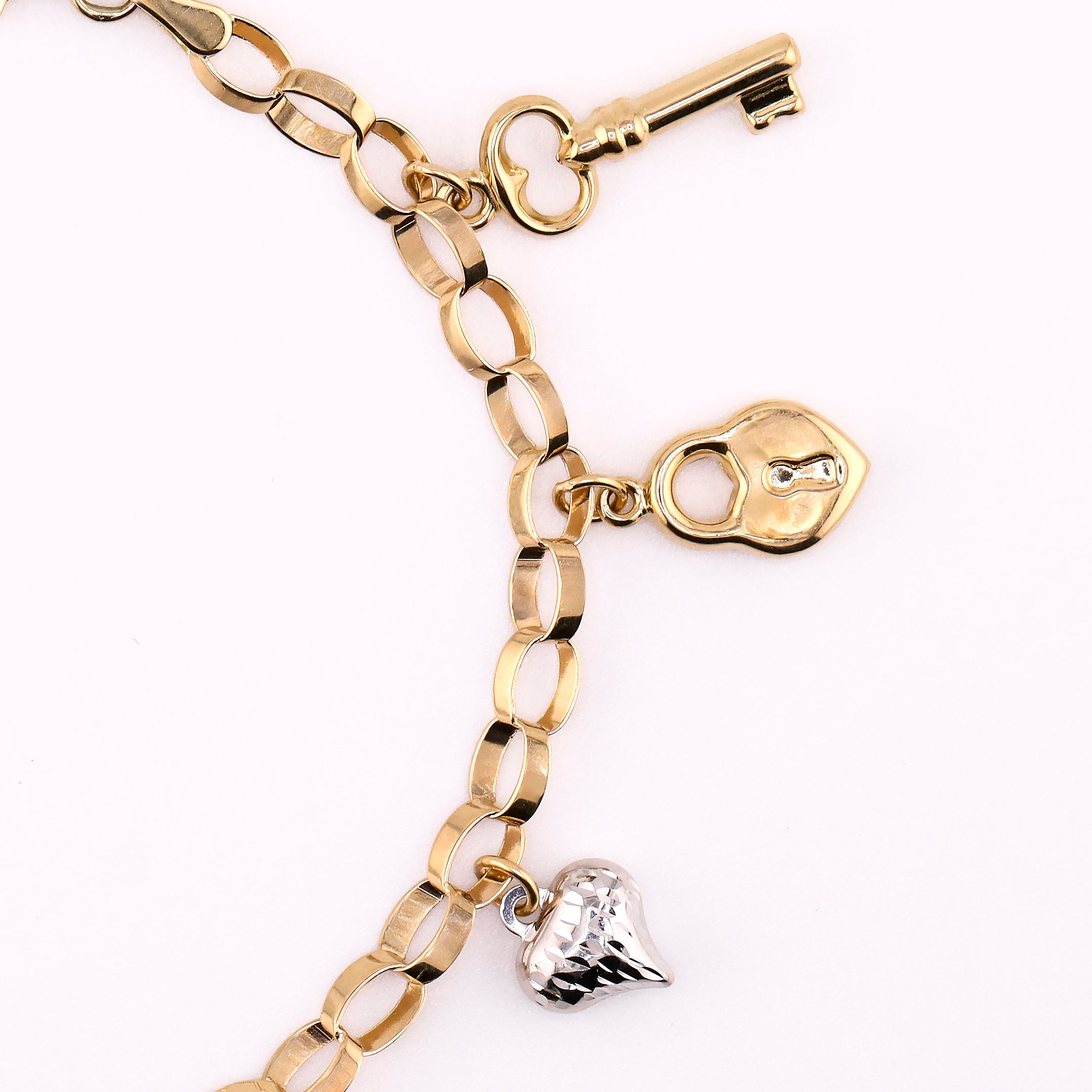 Pulsera Dijes Colgantes en Oro de 14K