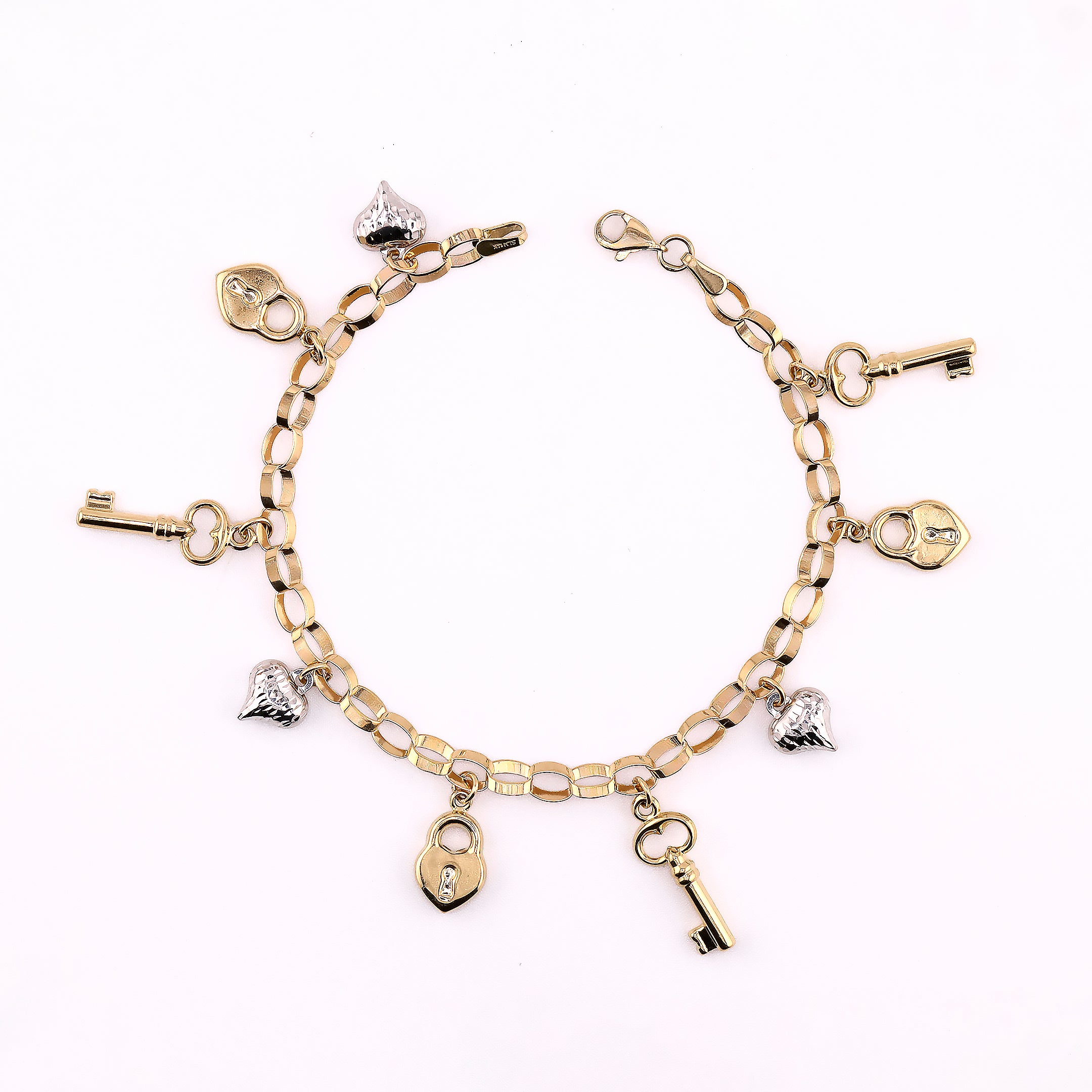 Pulsera Dijes Colgantes en Oro de 14K