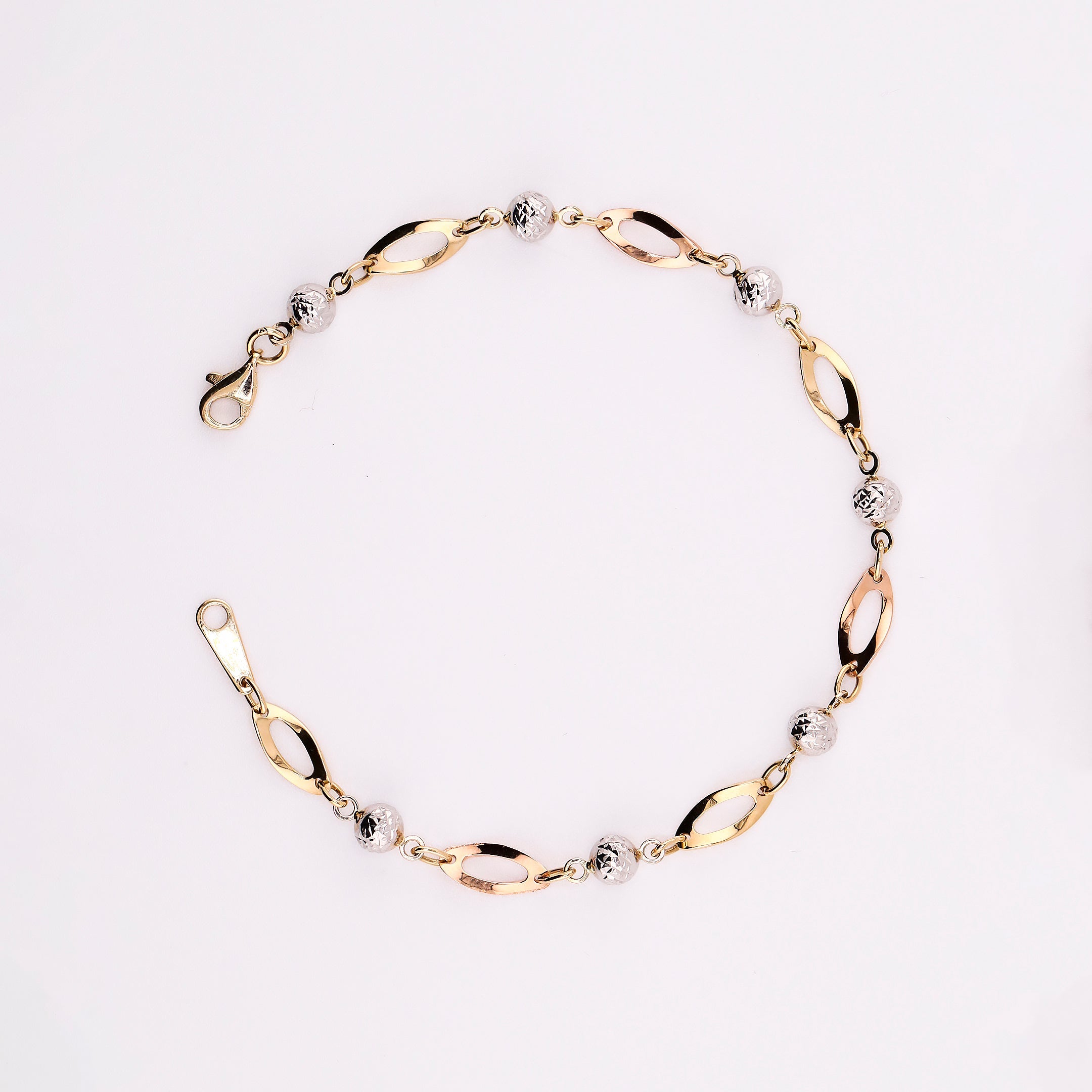 Pulseras Óvalos Borlas en Oro de 14K