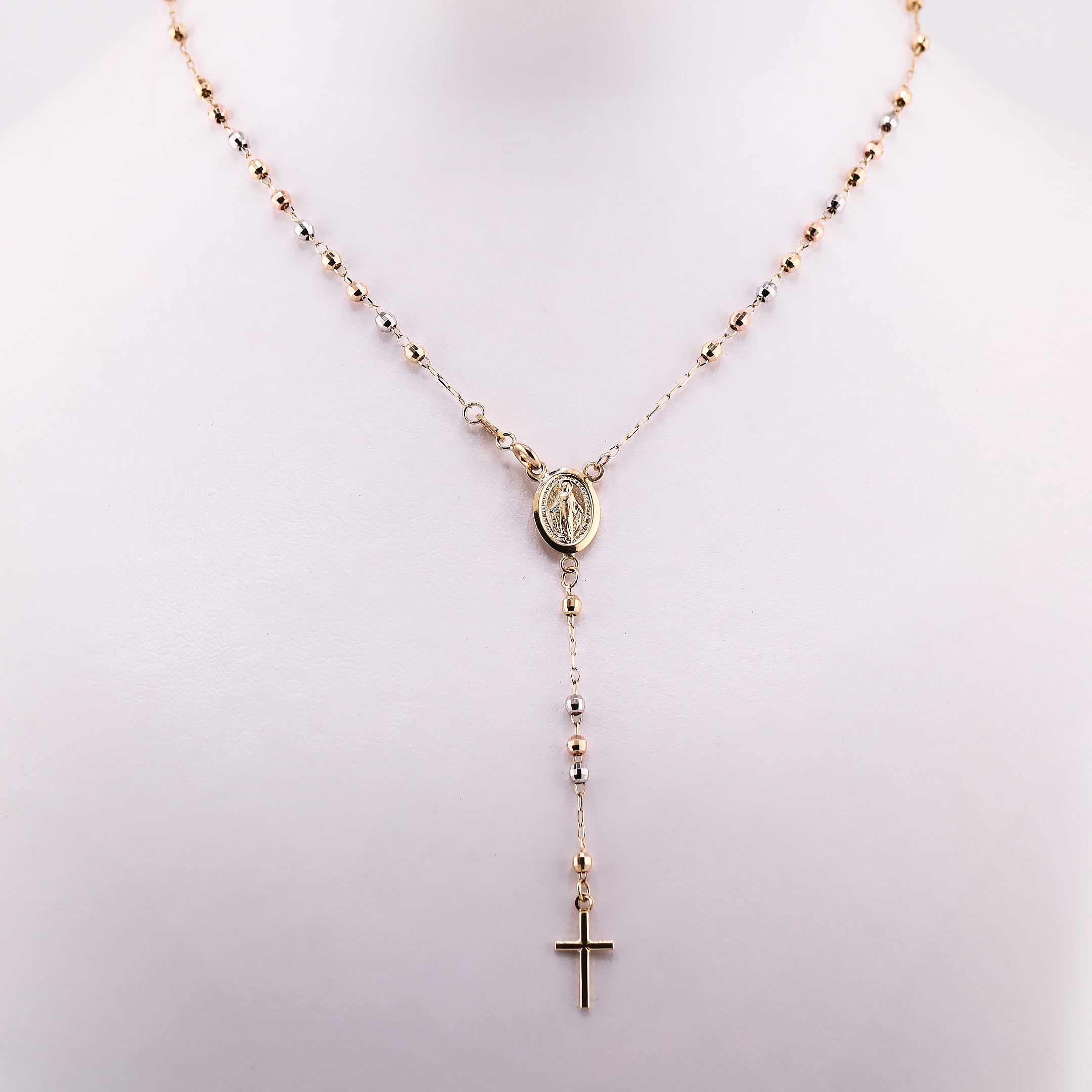 Rosario Tres Tonos en Oro de 14K