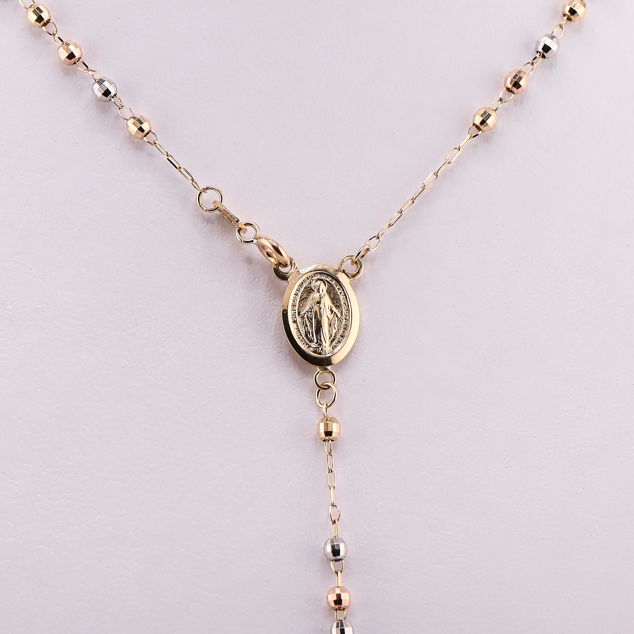 Rosario Tres Tonos en Oro de 14K