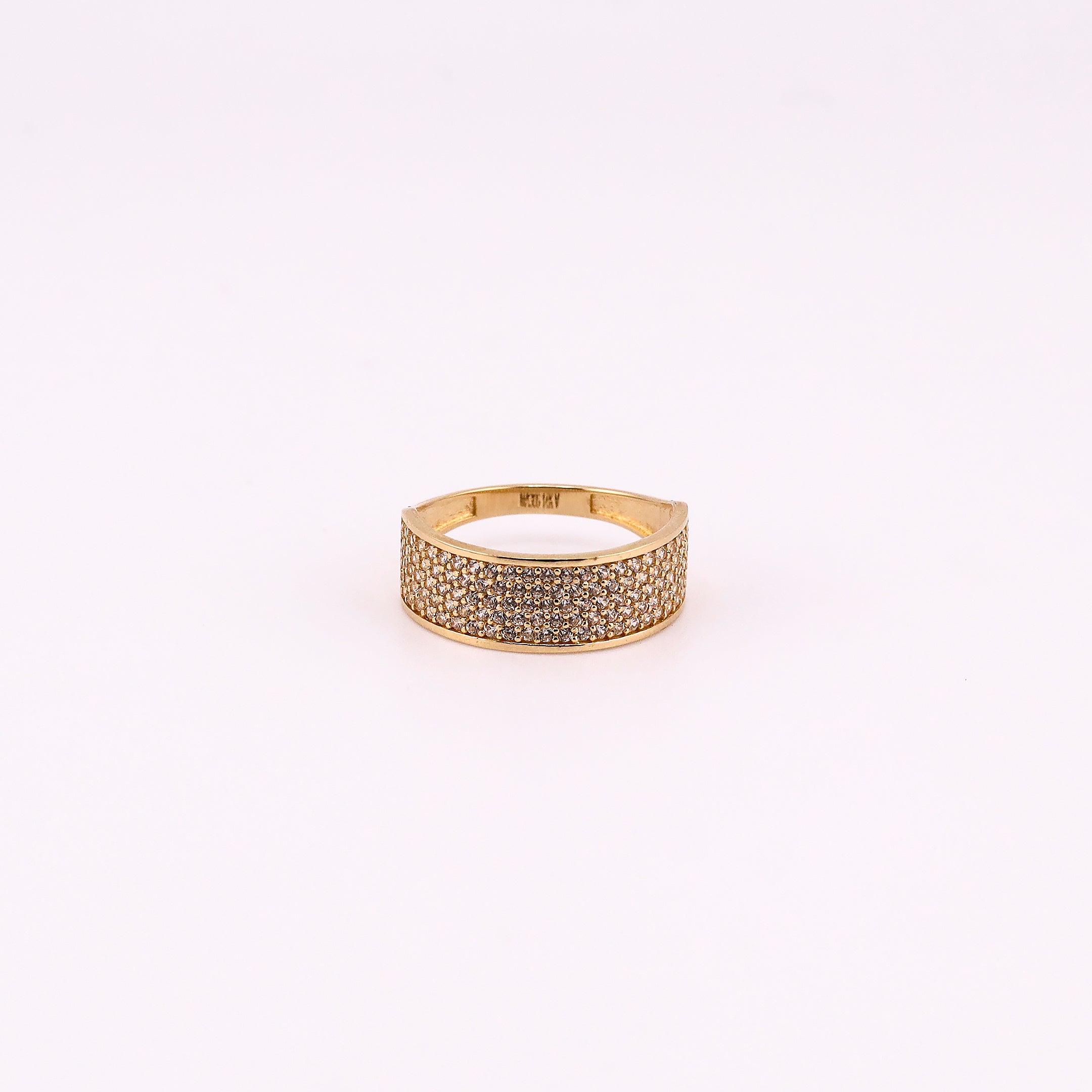 Anillo Doble C/Piedras Blancas en Oro de 14K