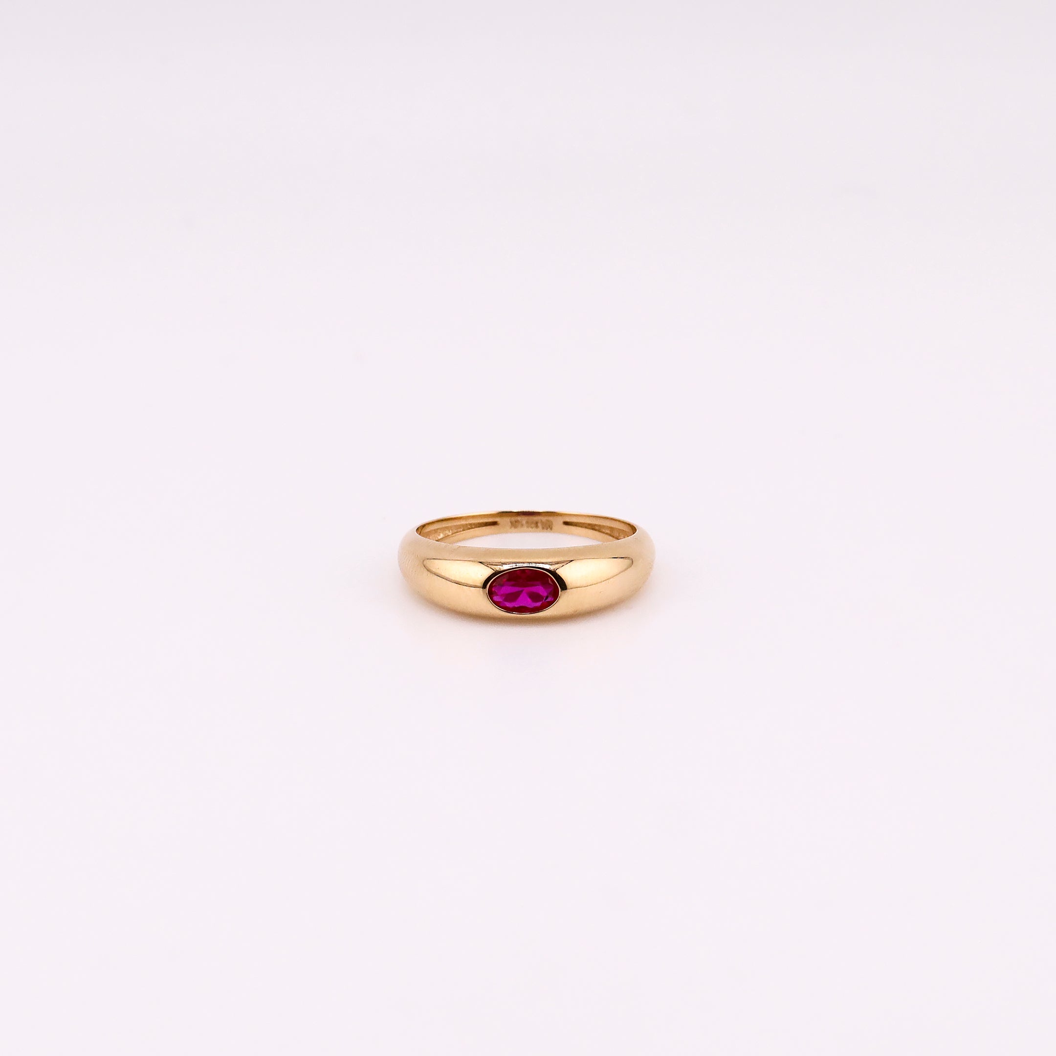 Anillo Solitario Rojo en Oro de 14K