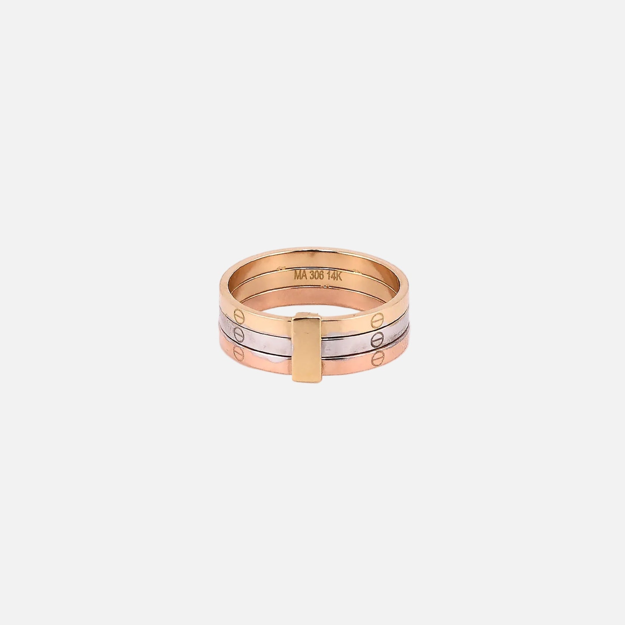 Anillo Clásico Tres Tonos en Oro de 14K