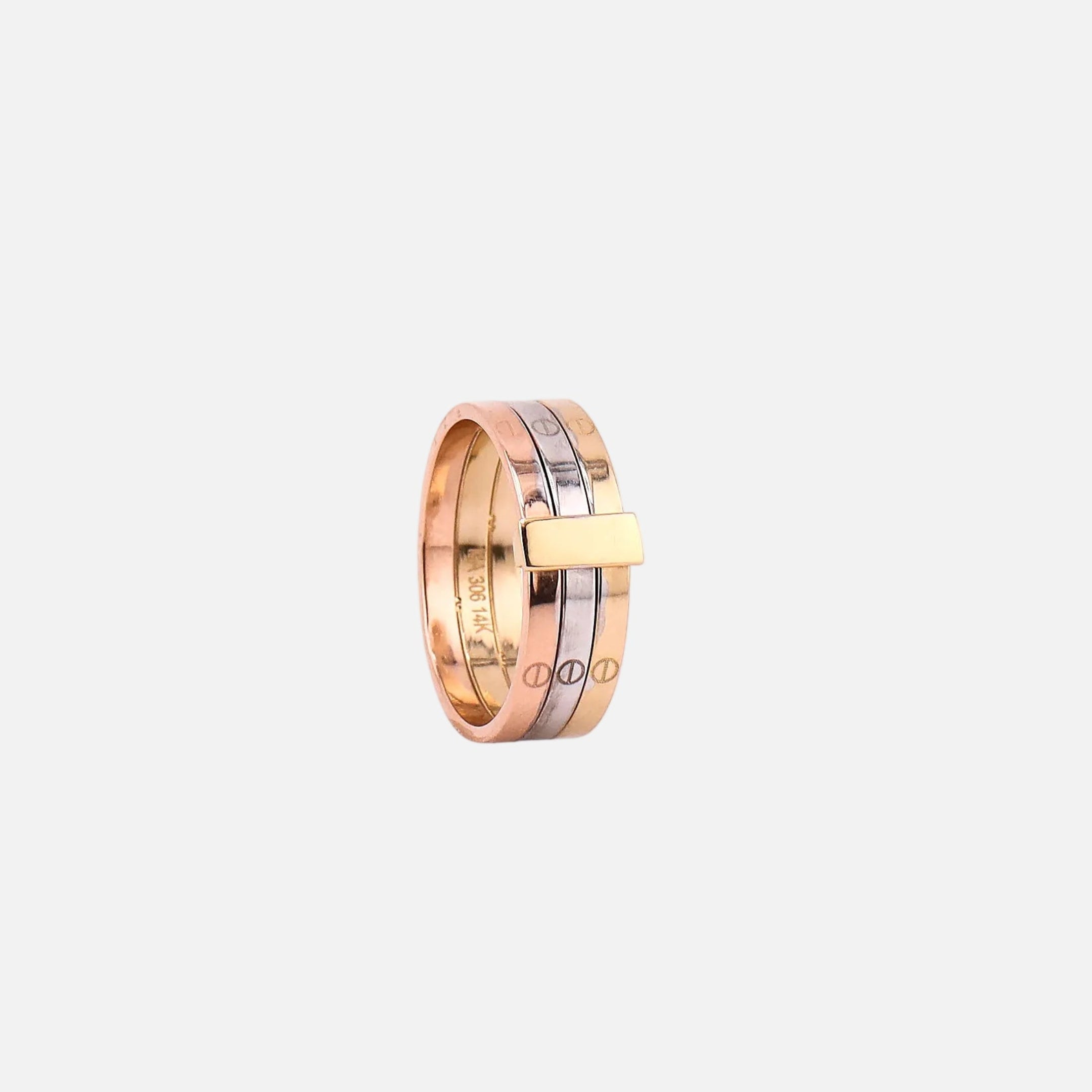 Anillo Clásico Tres Tonos en Oro de 14K