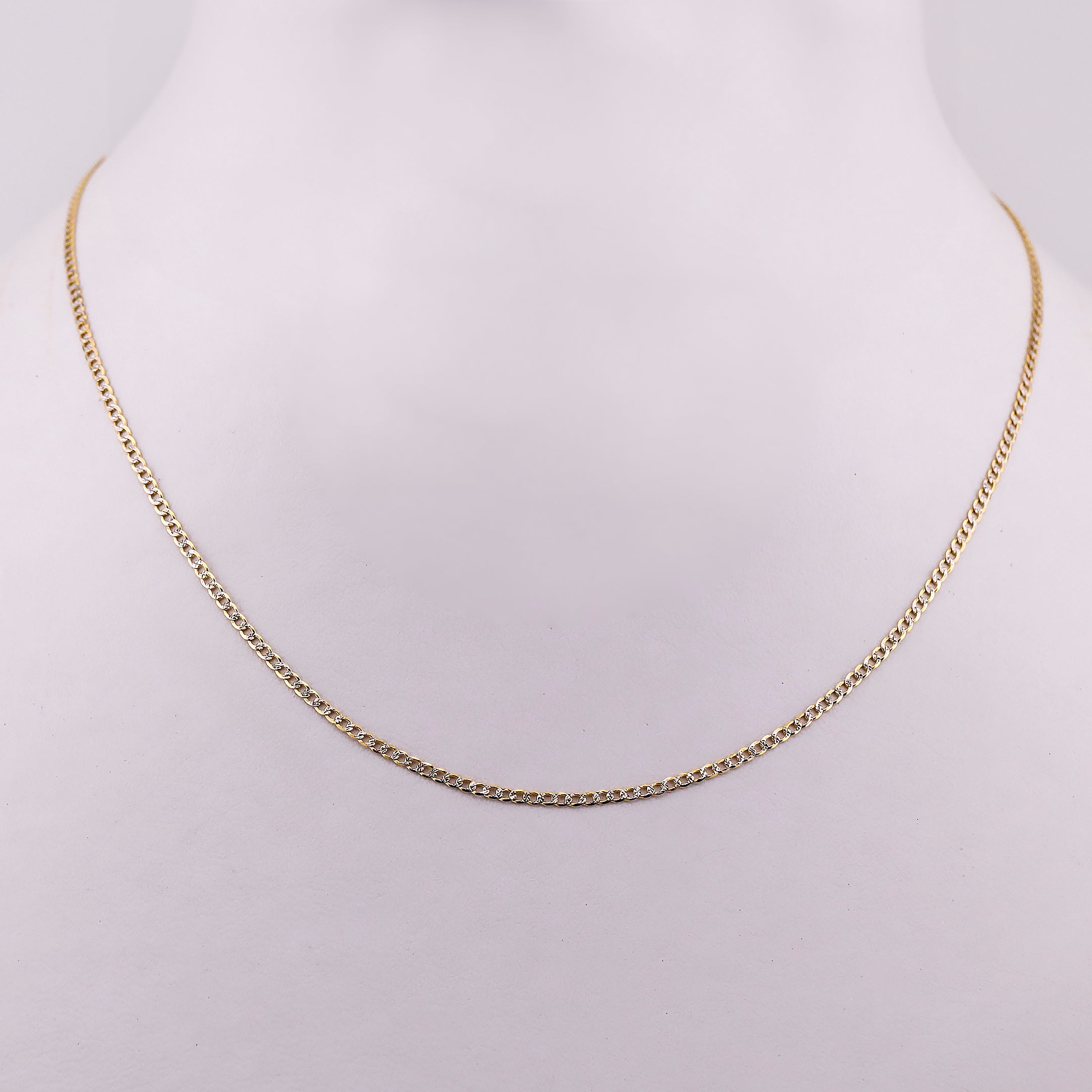 Cadena Tejido Eslabón Diamantado en Oro de 14K