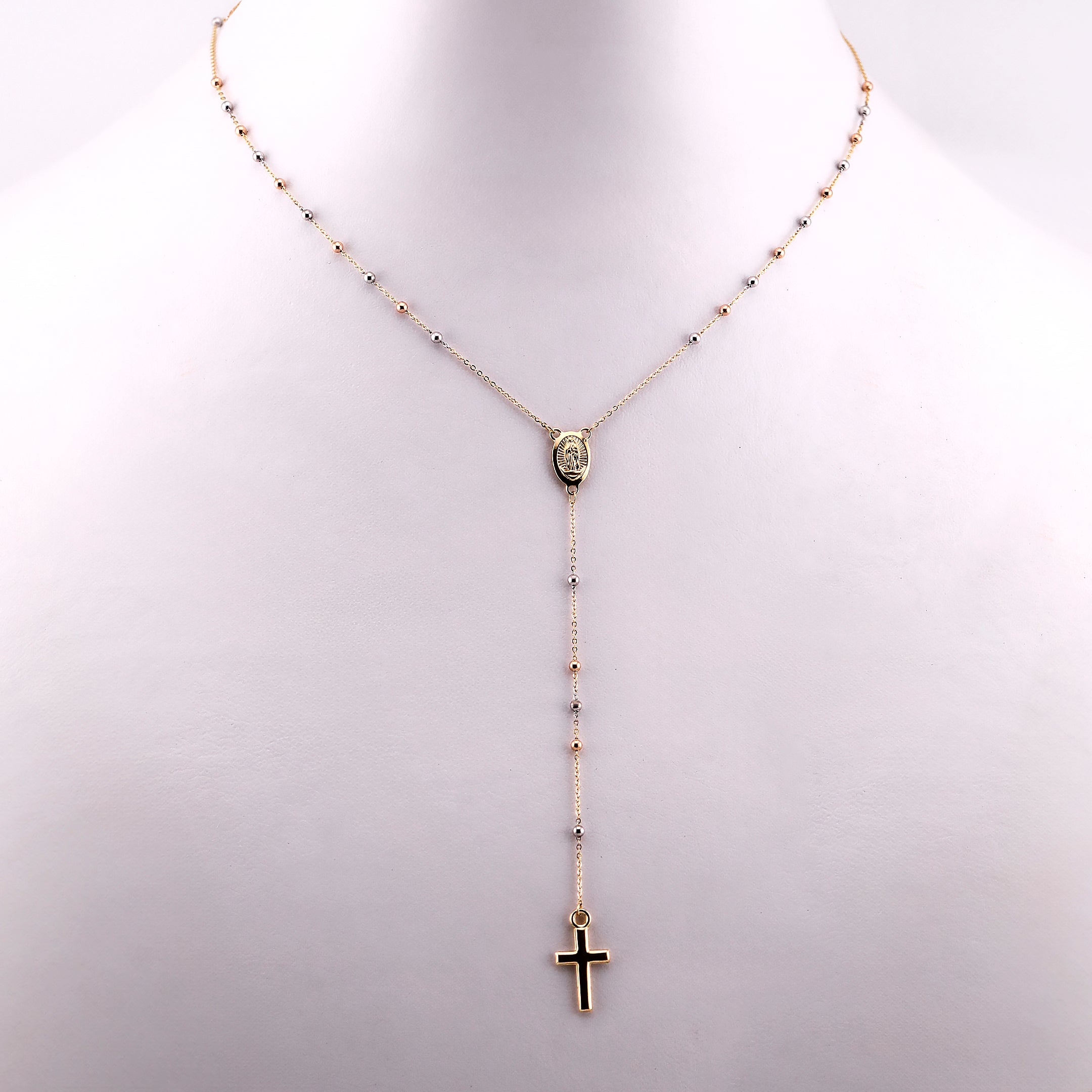 Rosario Tres Tonos en Oro de 14K