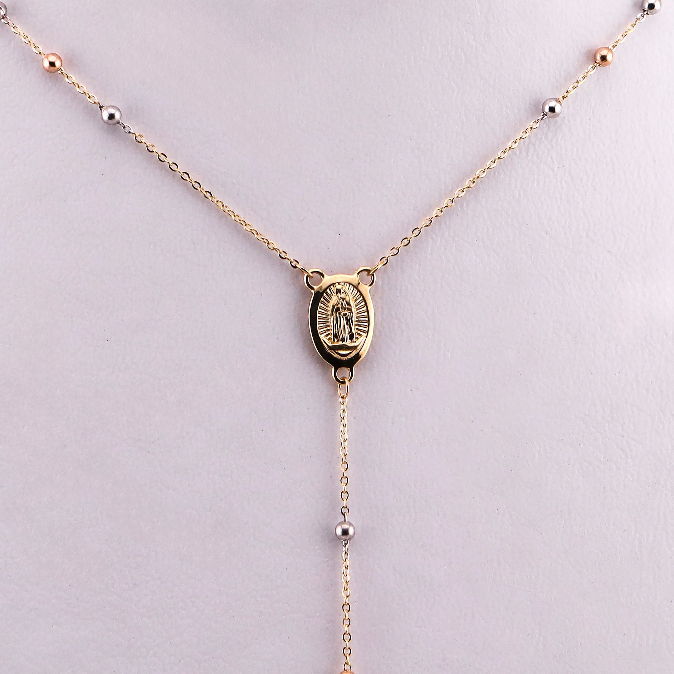 Rosario Tres Tonos en Oro de 14K