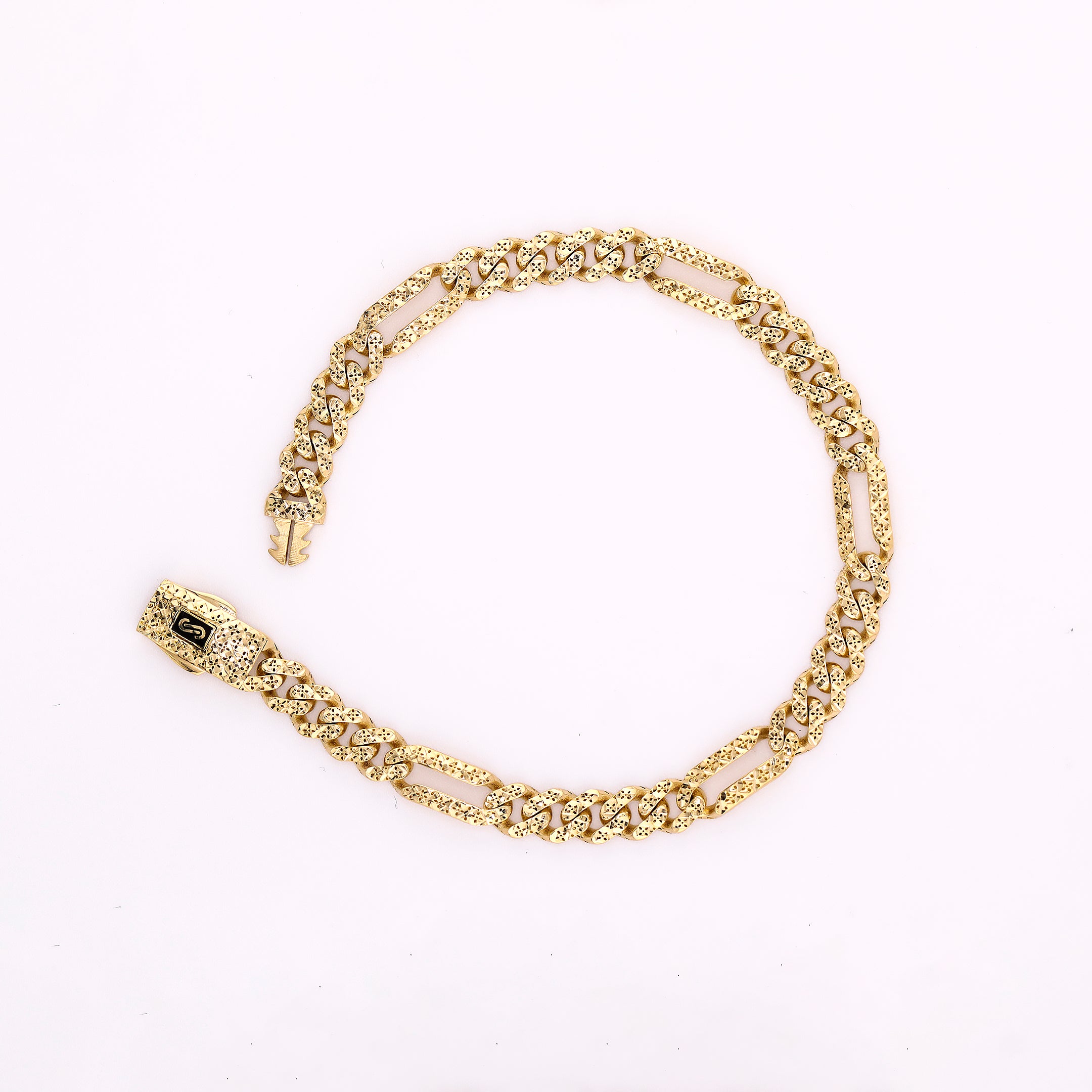 Pulso Monaco Chain Mixto Relimado en Oro de 10K